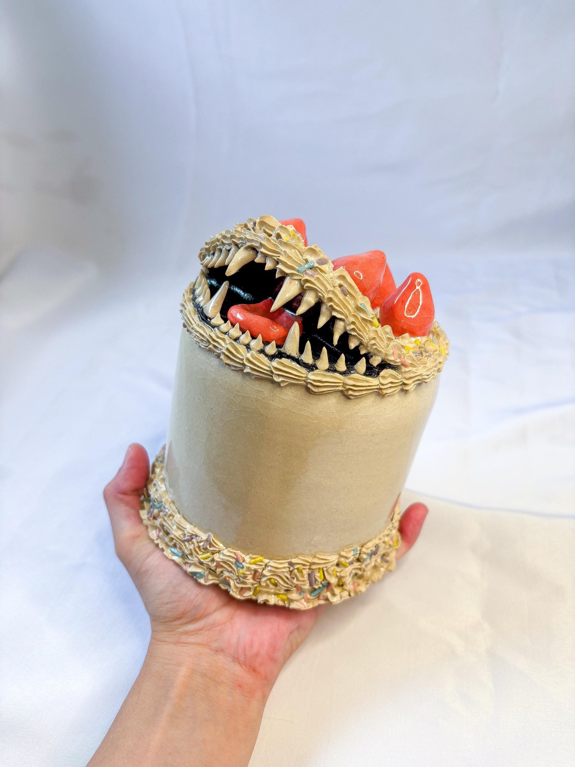 Ceramic Cake Monster Sculpture