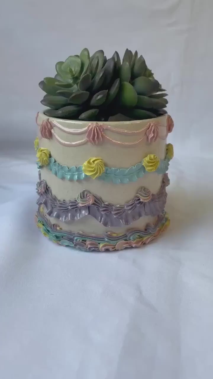 Rainbow Ceramic Cake Planter