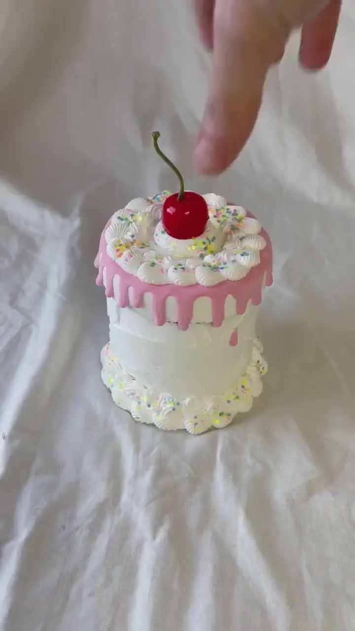 Pink drip and Rainbow confetti Fake Cake Box