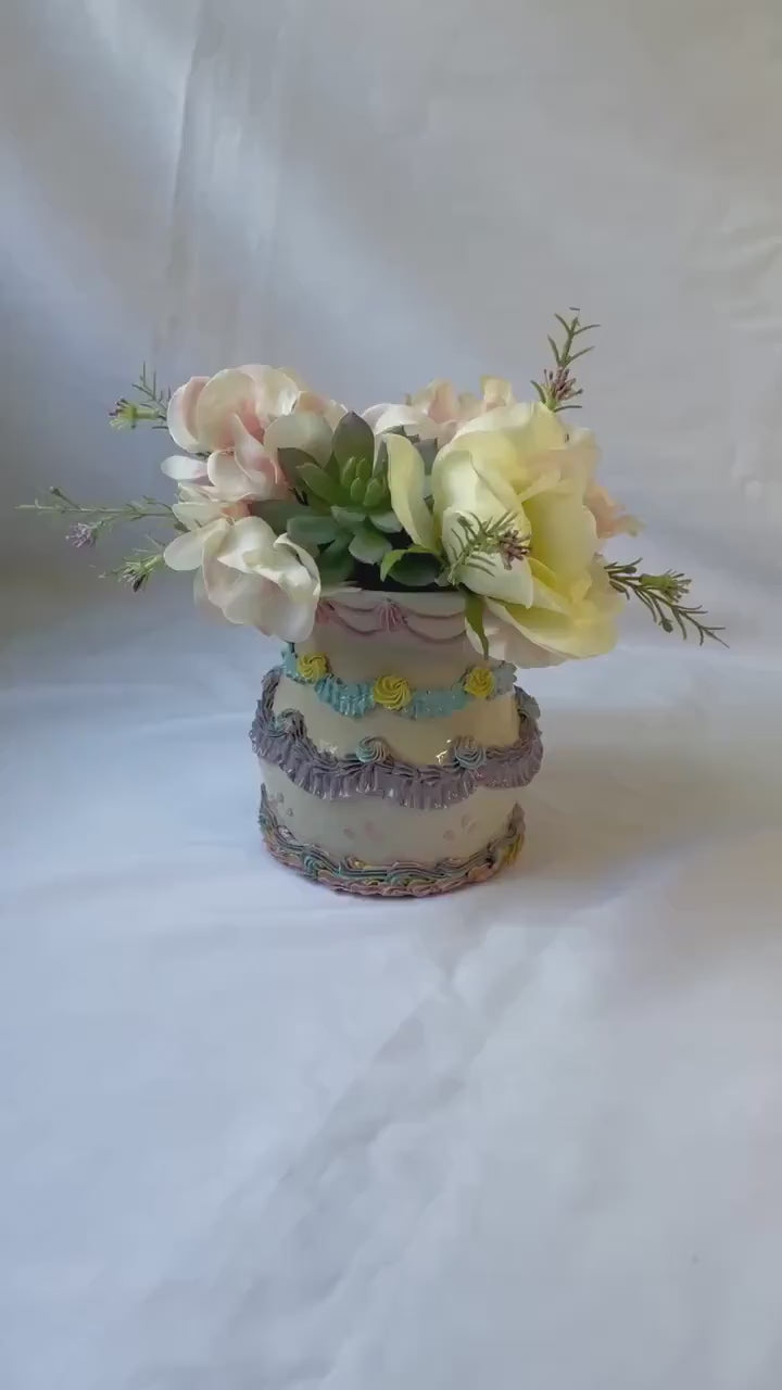 Rainbow Ceramic Cake Vase