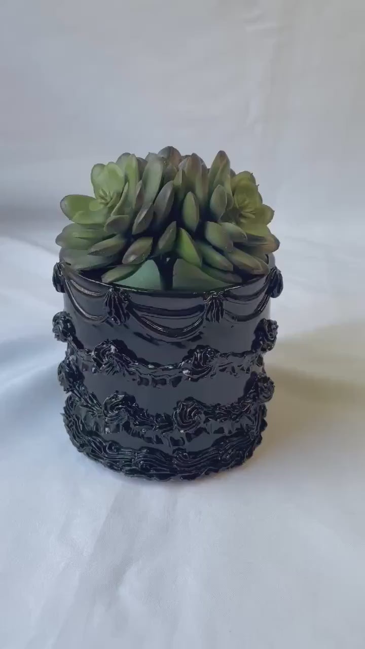 Gothic Black Ceramic Cake Planter