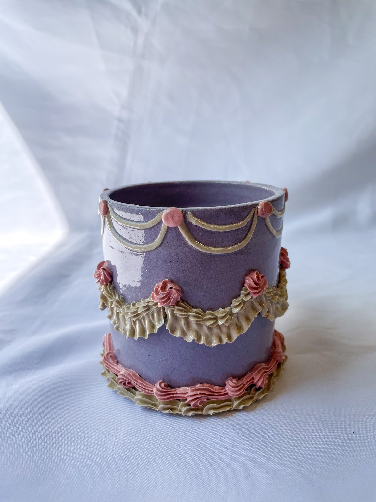 Purple and Pink Ceramic Cake Mug