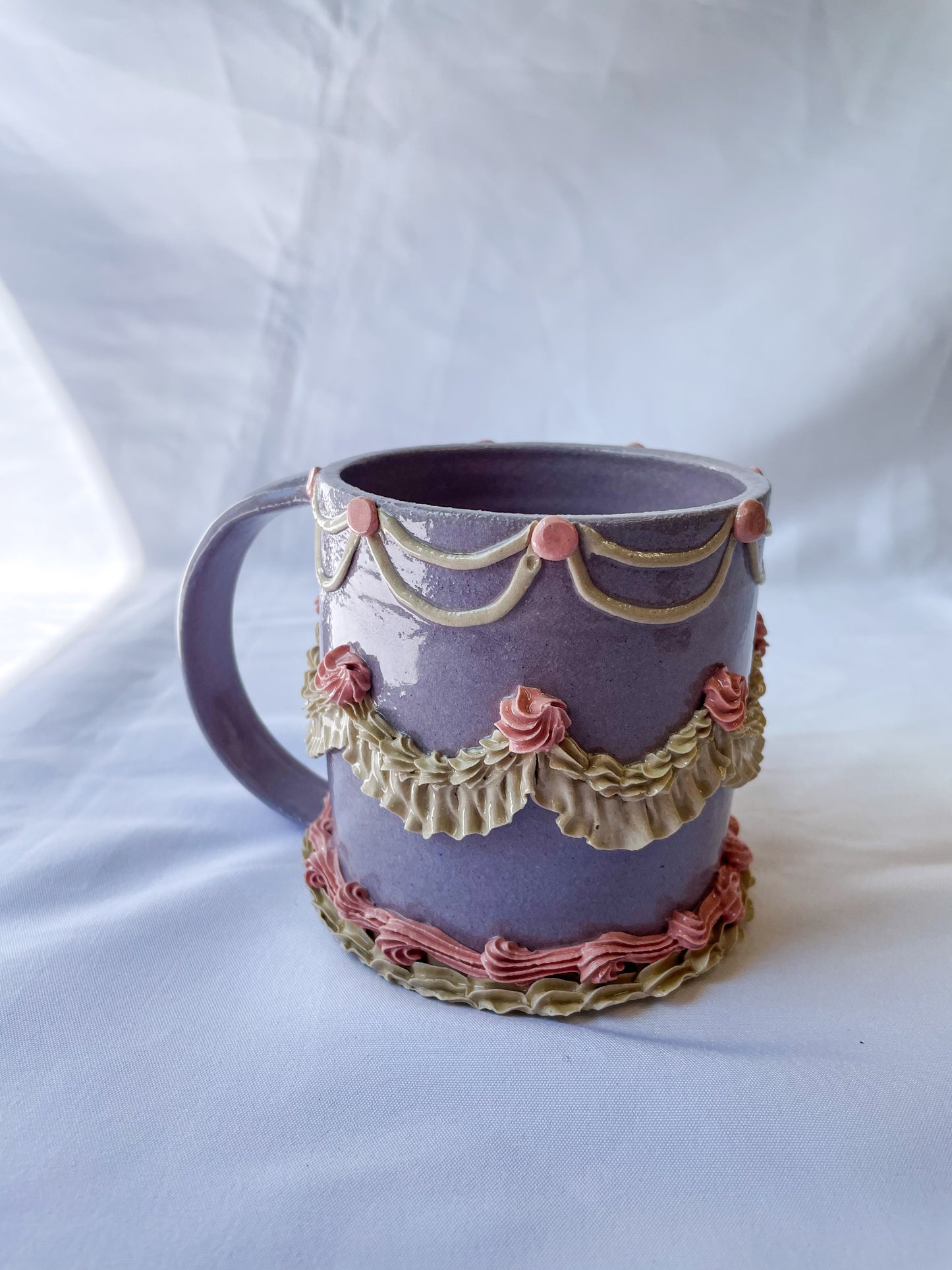 Purple and Pink Ceramic Cake Mug