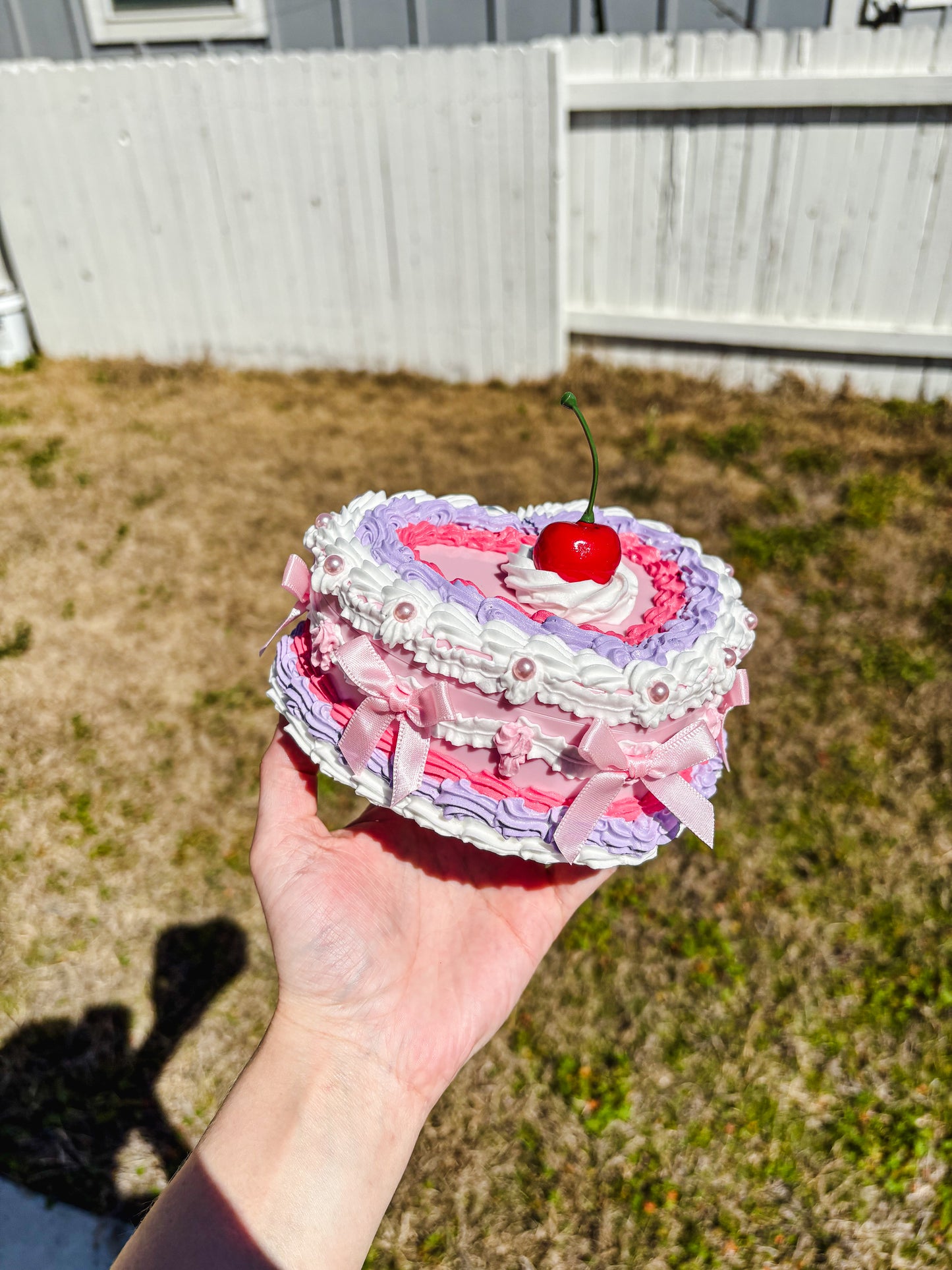 Heart Fake Cake Jewelry Box with Mirror