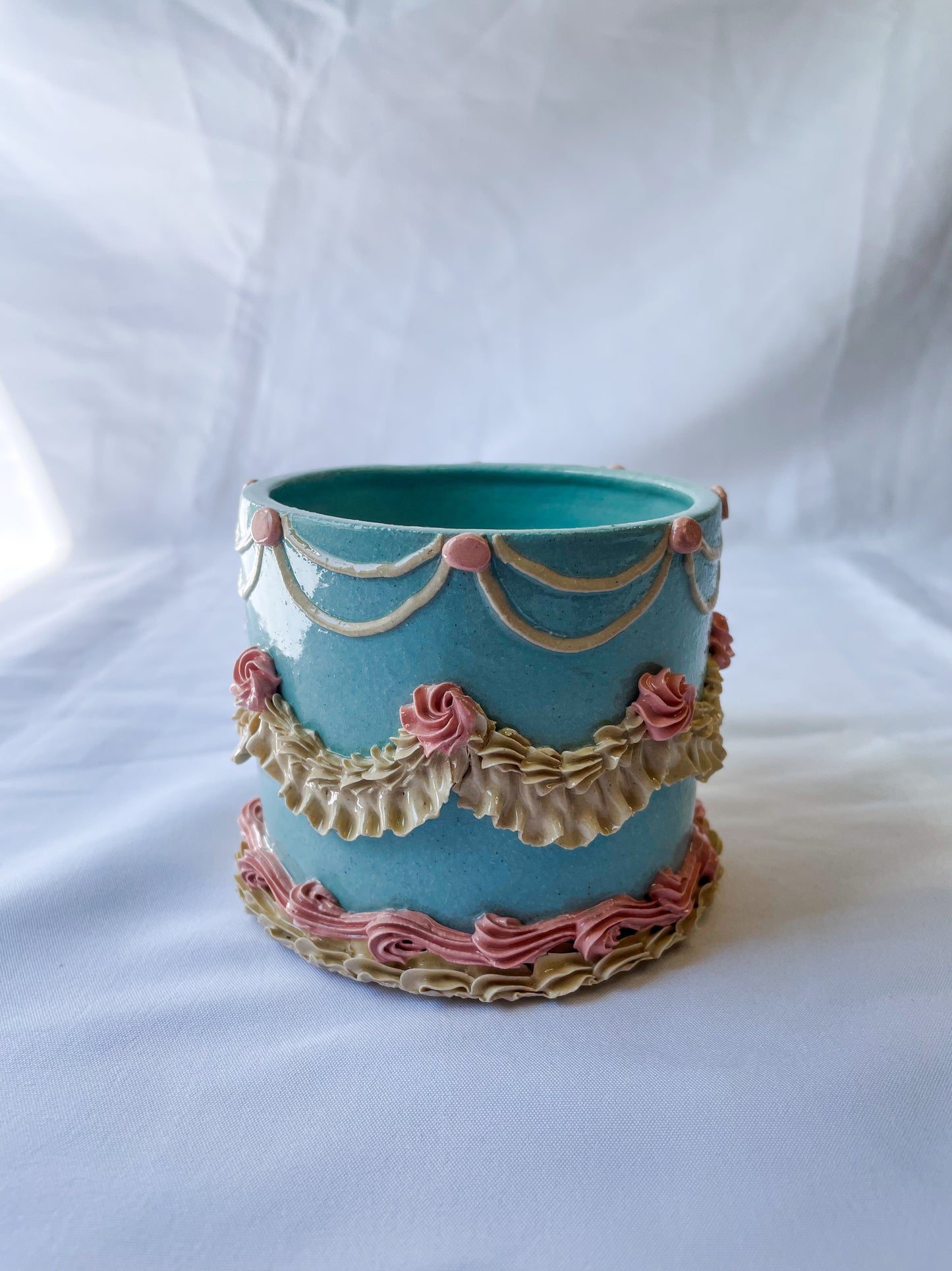 Light Blue and Pink Cake Mug