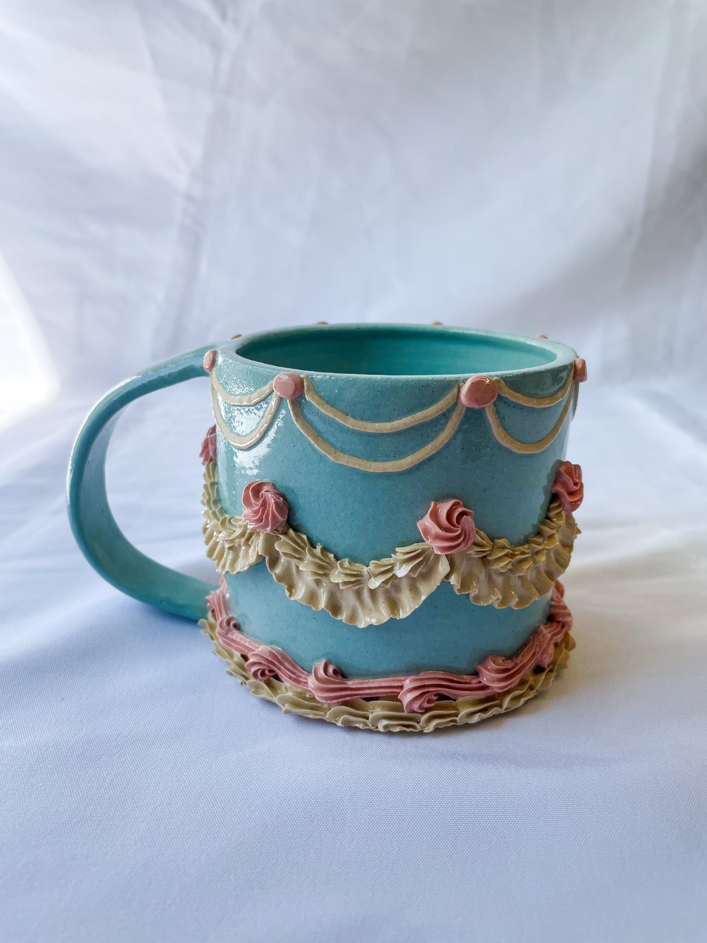 Light Blue and Pink Cake Mug