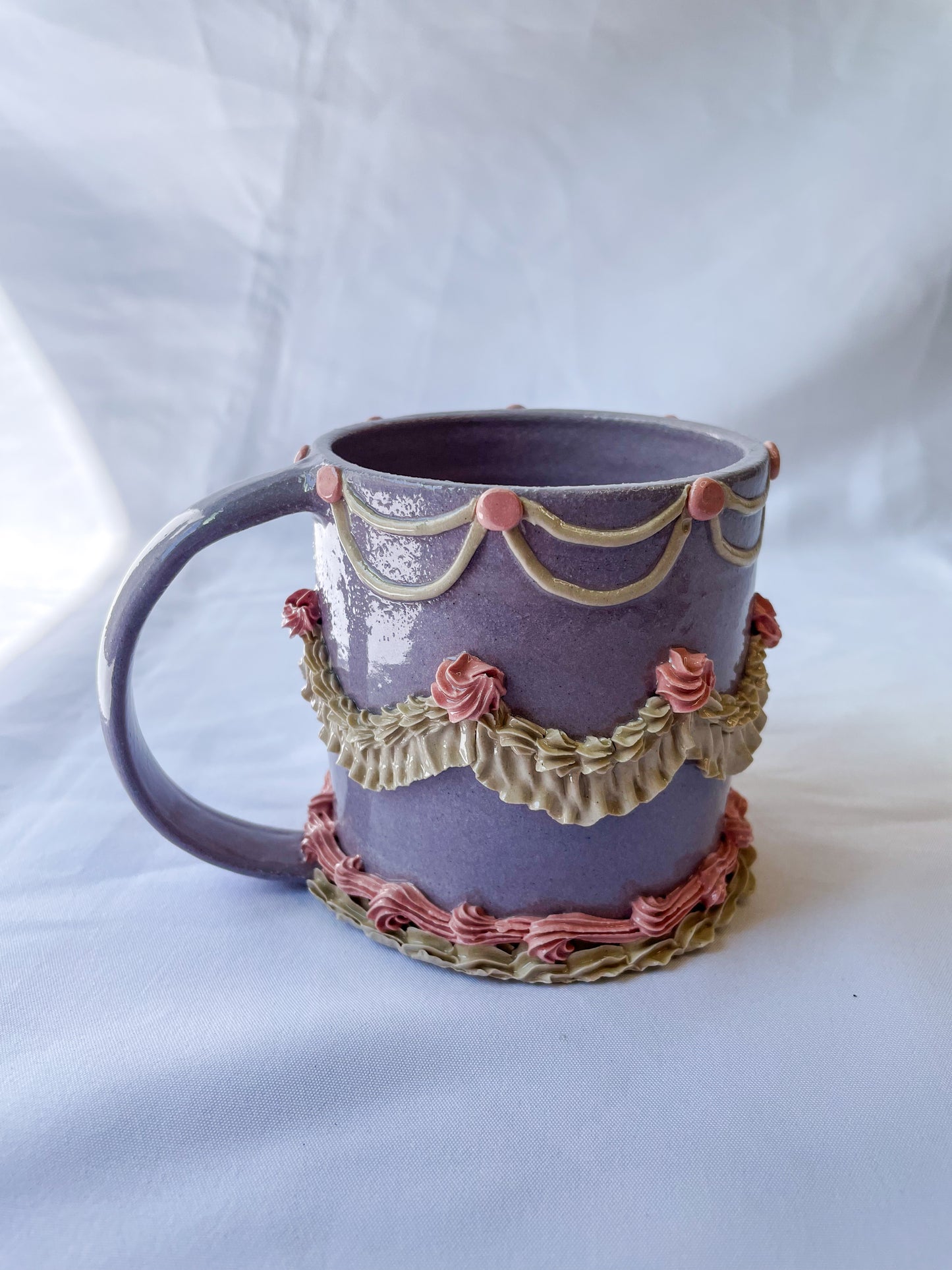 Purple and Pink Ceramic Cake Mug