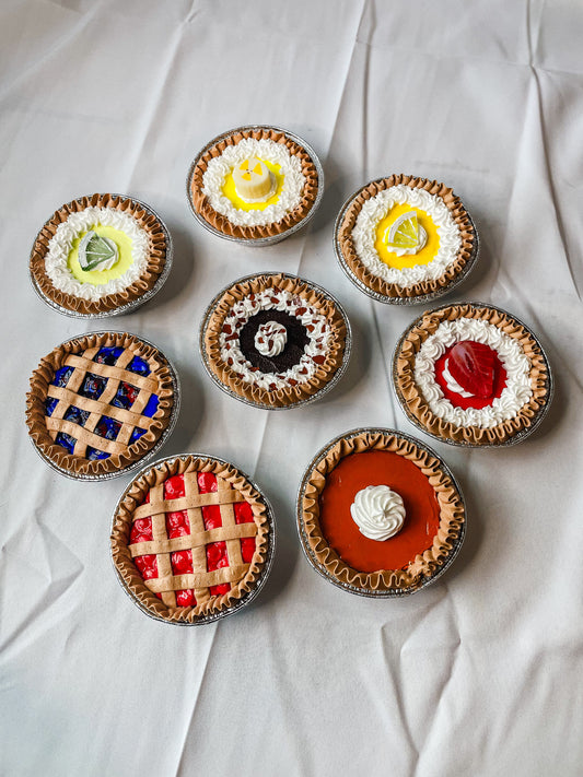 Customizable Fake 4inch Mini Pies - Cherry, Blueberry, Lemon, Strawberry, Pumpkin, Banana, Key Lime and Chocolate