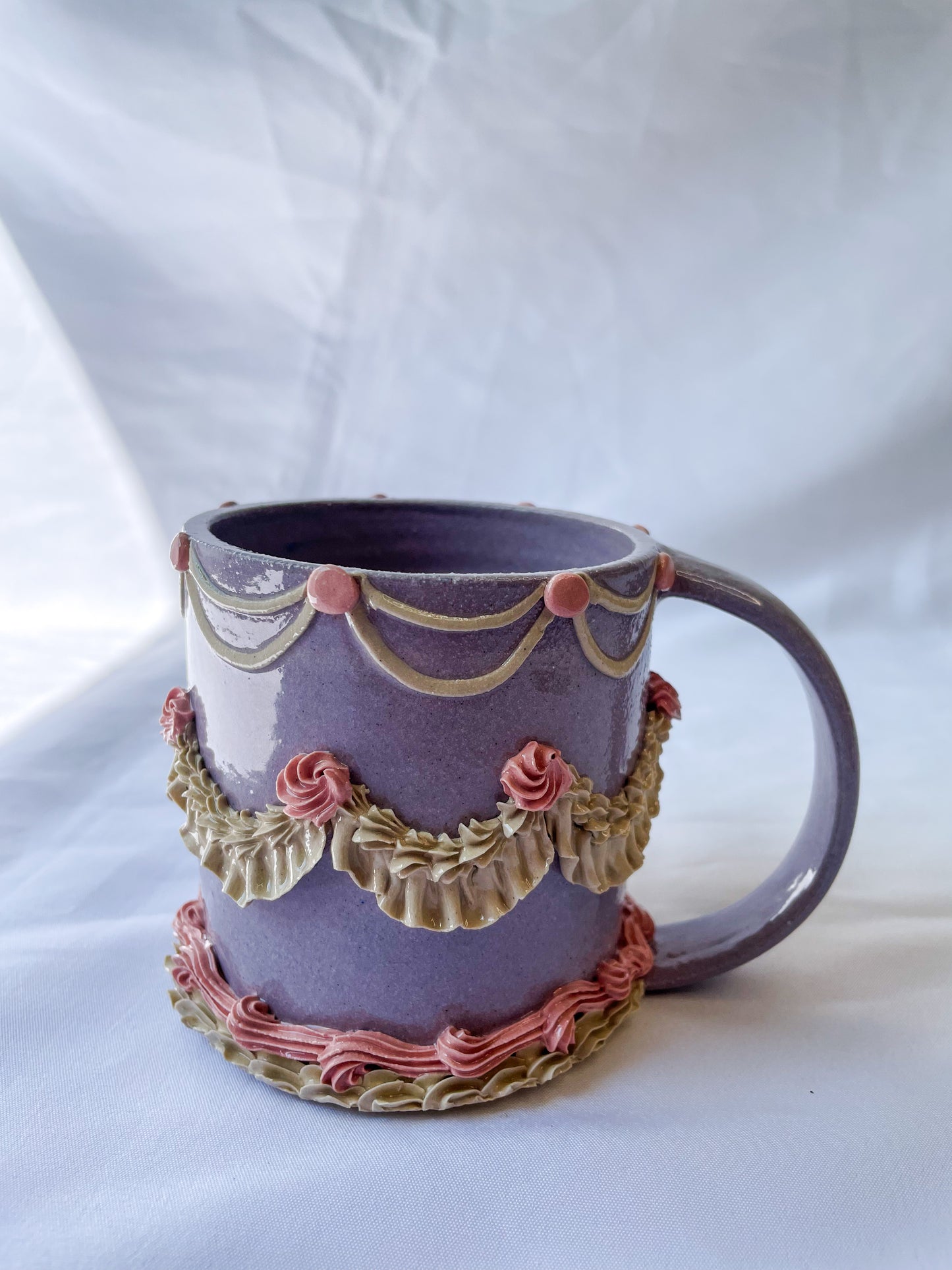 Purple and Pink Ceramic Cake Mug