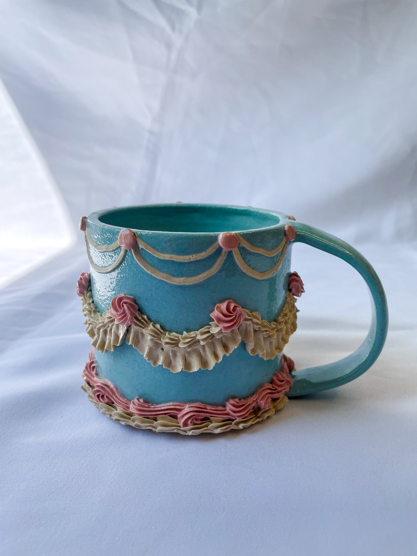 Light Blue and Pink Cake Mug