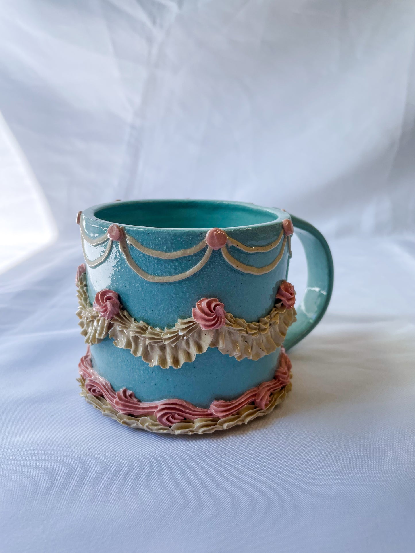 Light Blue and Pink Cake Mug