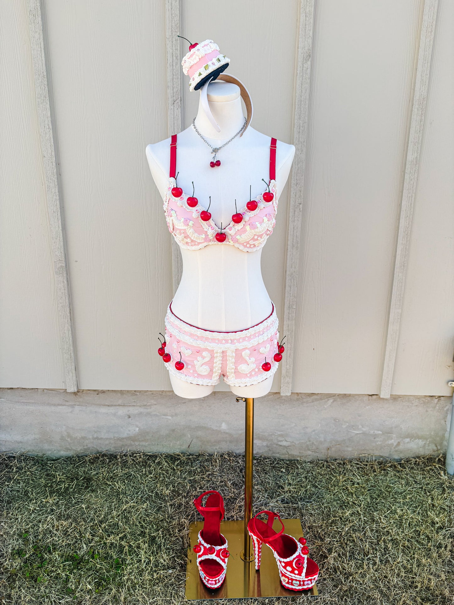 Cherry Cake Bra and Shorts Set - Rental Outfit