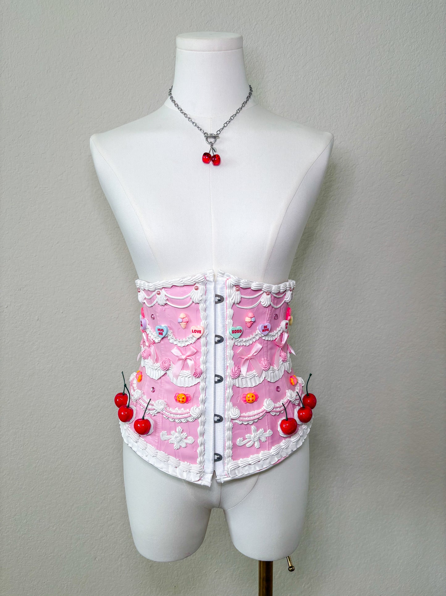 Cherry and Candy Cake Couture Set – Pink Cake Waist Corset, Bra & Shorts RENTAL OUTFIT