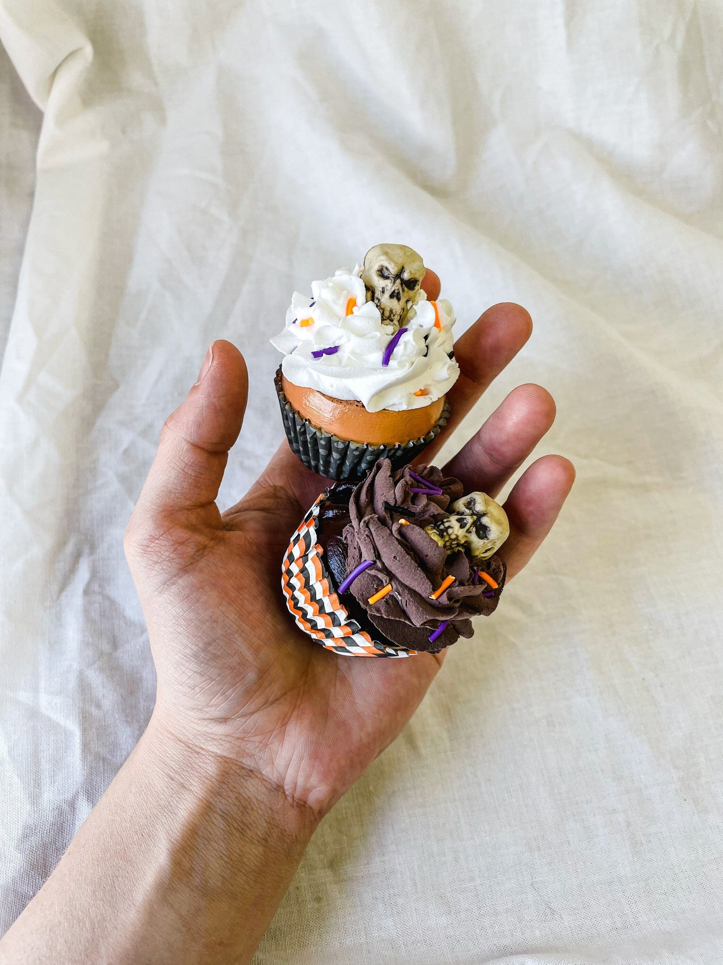 Halloween Fake Mini Cupcake Magnets - Vanilla and Chocolate 2 pack