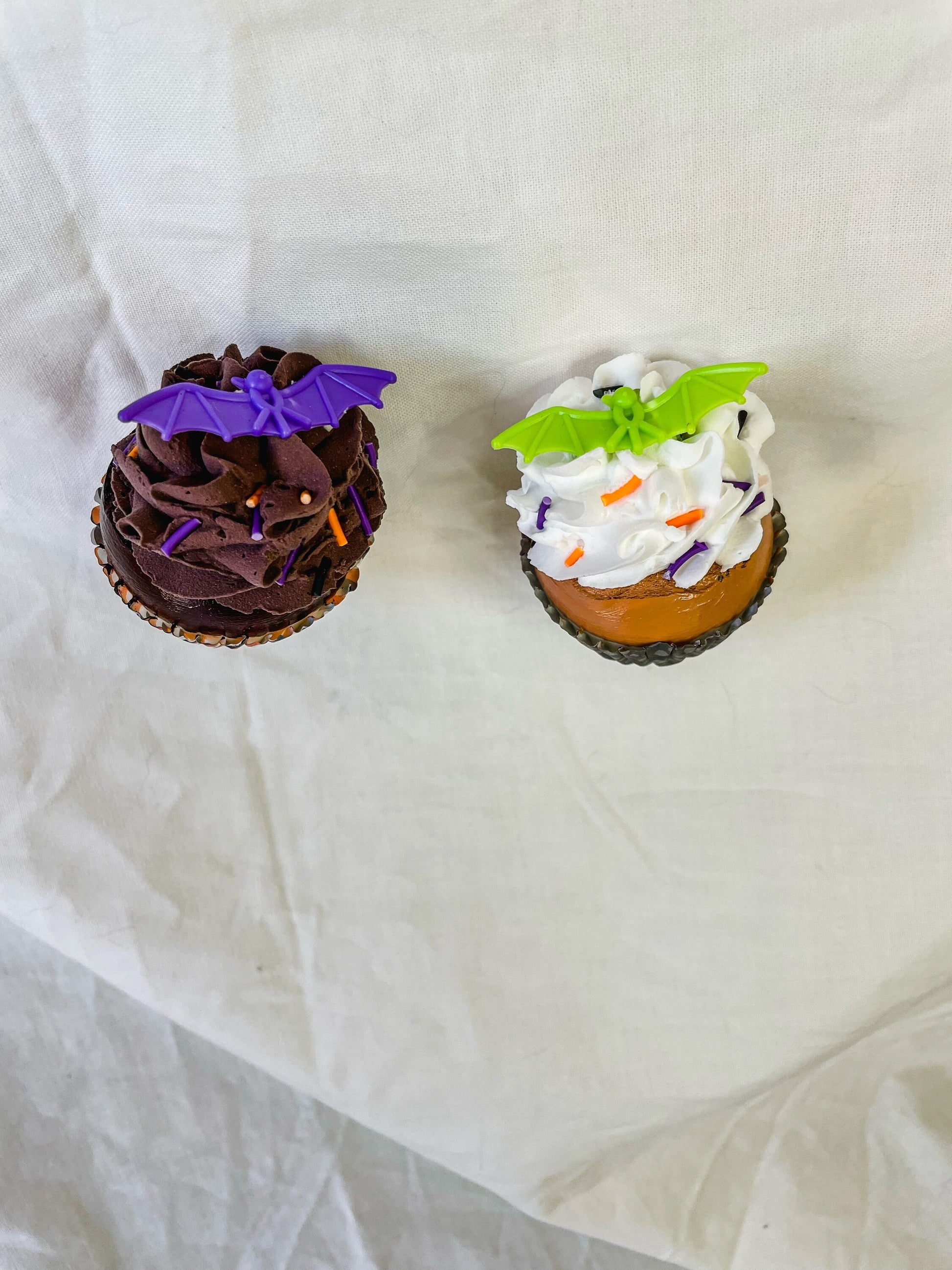 Halloween Fake Mini Cupcake Magnets - Vanilla and Chocolate 2 pack