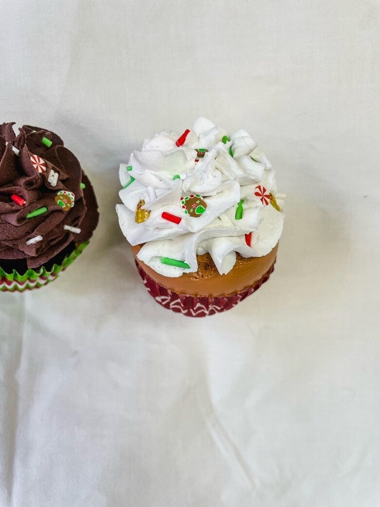 Christmas Fake Mini Cupcake Magnets - Vanilla and Chocolate 2 pack