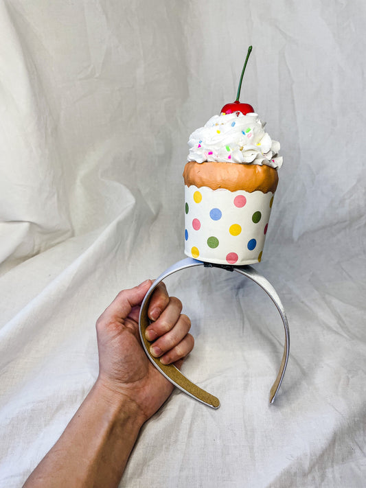 Jumbo Fake Cupcake Headbands - Vanilla and Chocolate