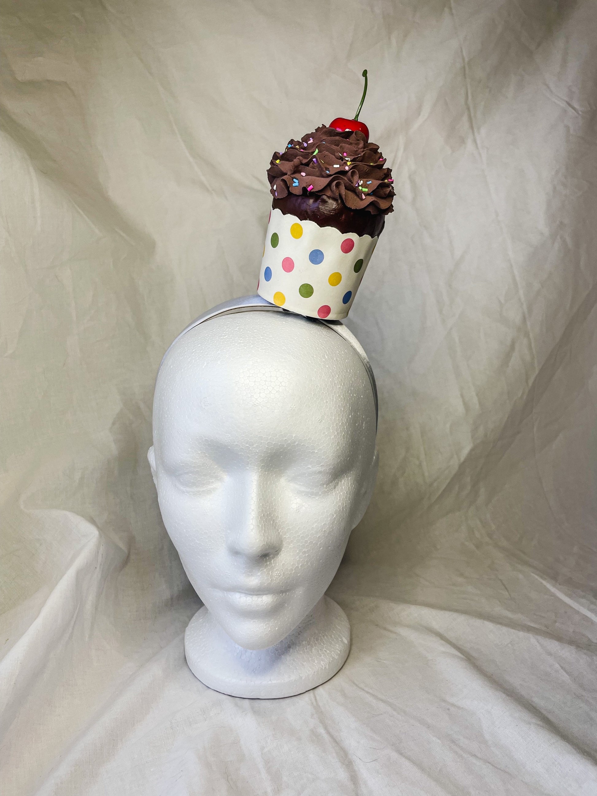 Jumbo Fake Cupcake Headbands - Vanilla and Chocolate