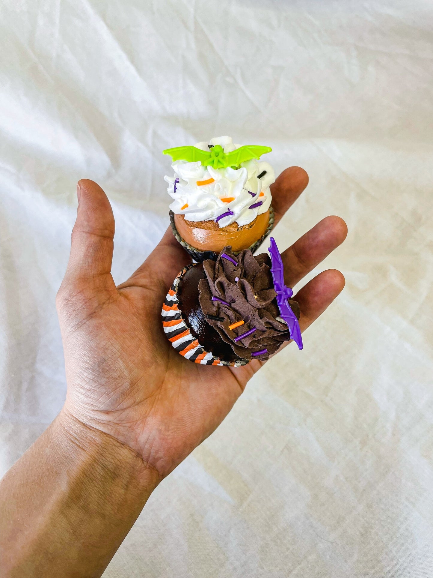 Halloween Fake Mini Cupcake Magnets - Vanilla and Chocolate 2 pack