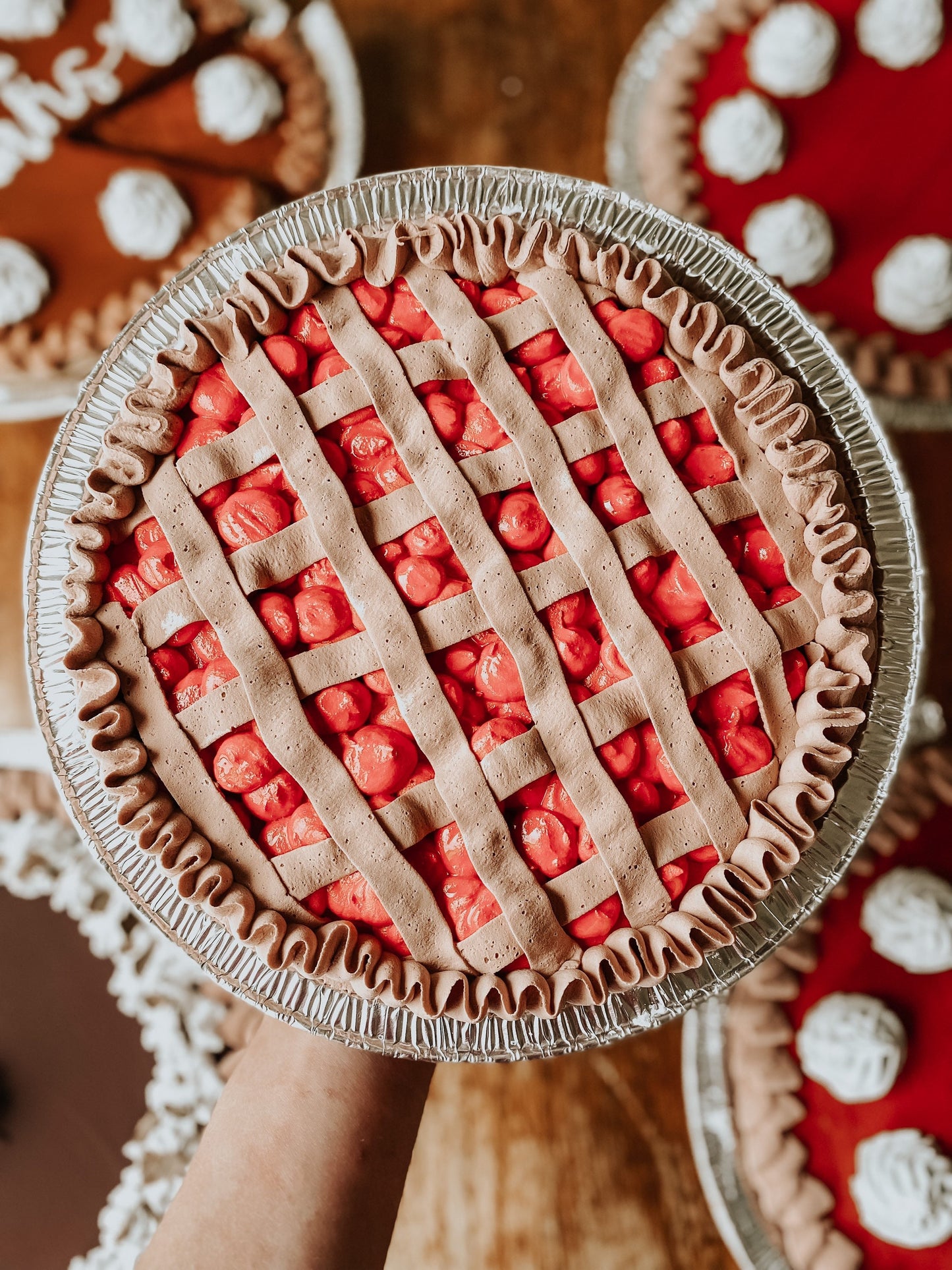 Customizable 8inch Fake Pies - Cherry, Blueberry, Strawberry and Banana Cream