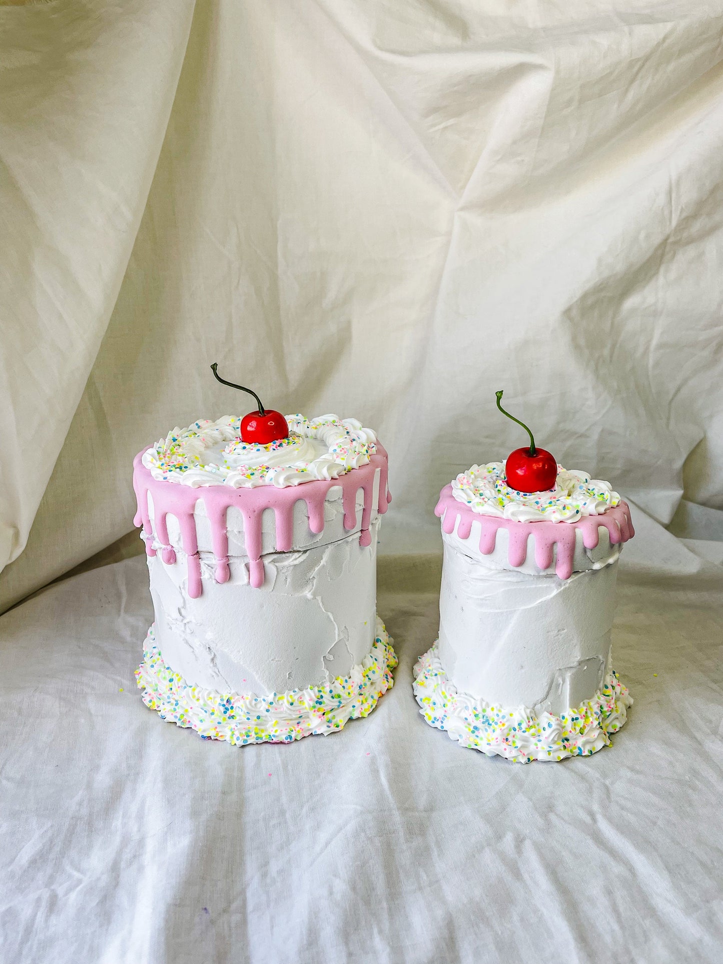 Pink drip and Rainbow confetti Fake Cake Box