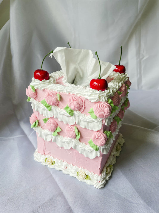 Vintage Pink Fake Cake Tissue Box Holders