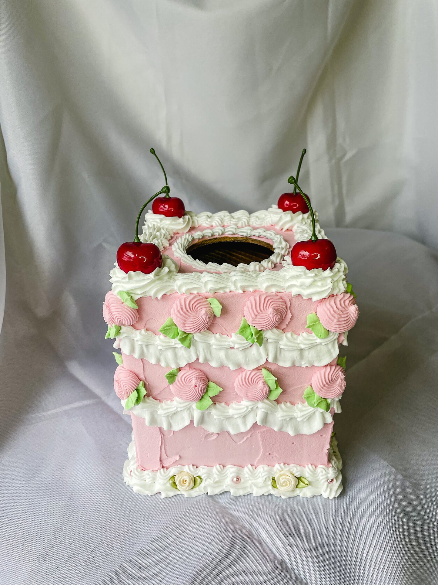 Vintage Pink Fake Cake Tissue Box Holders