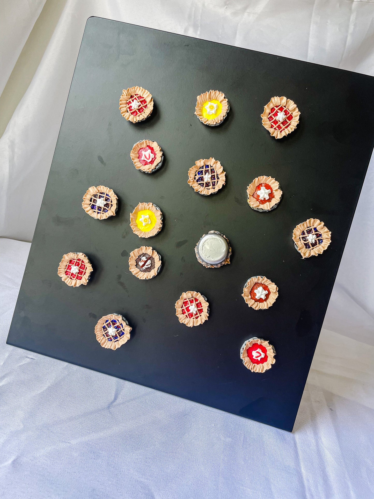 Upcycled Bottle Cap Pie Fridge Magnets