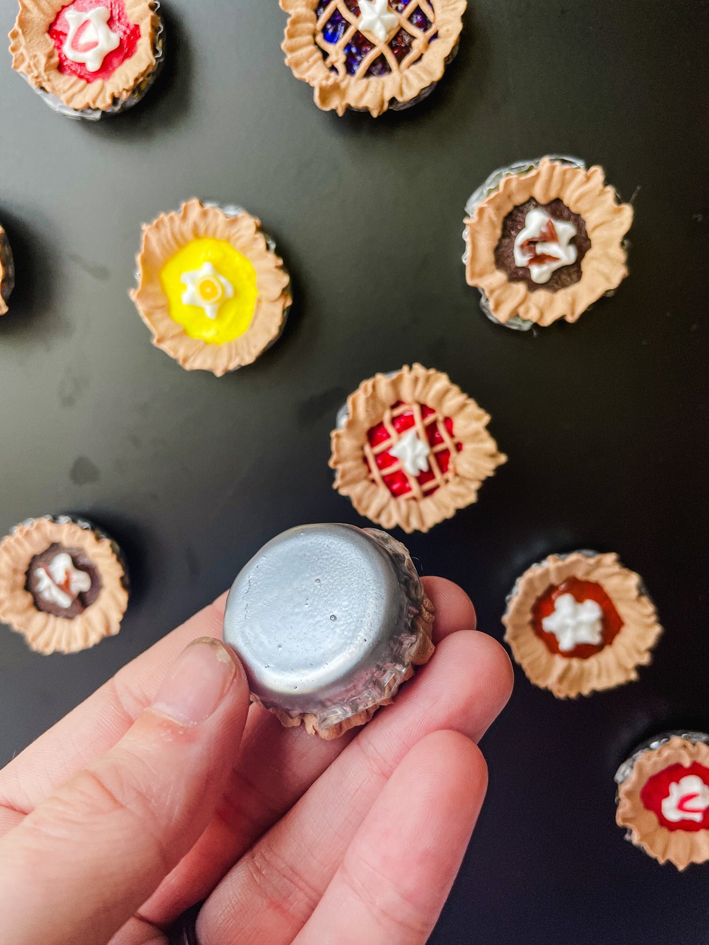 Upcycled Bottle Cap Pie Fridge Magnets