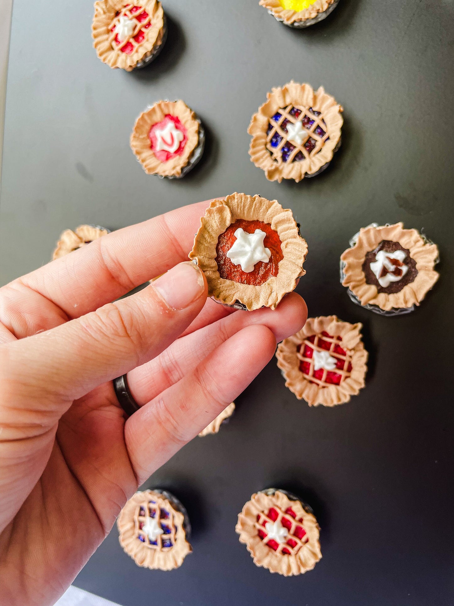 Upcycled Bottle Cap Pie Fridge Magnets