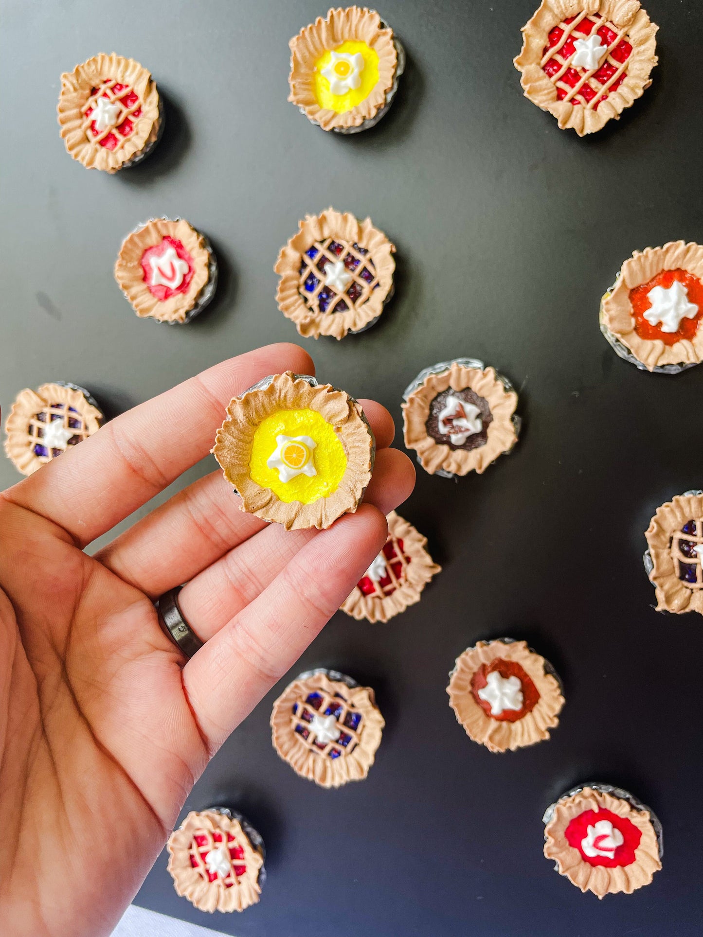 Upcycled Bottle Cap Pie Fridge Magnets