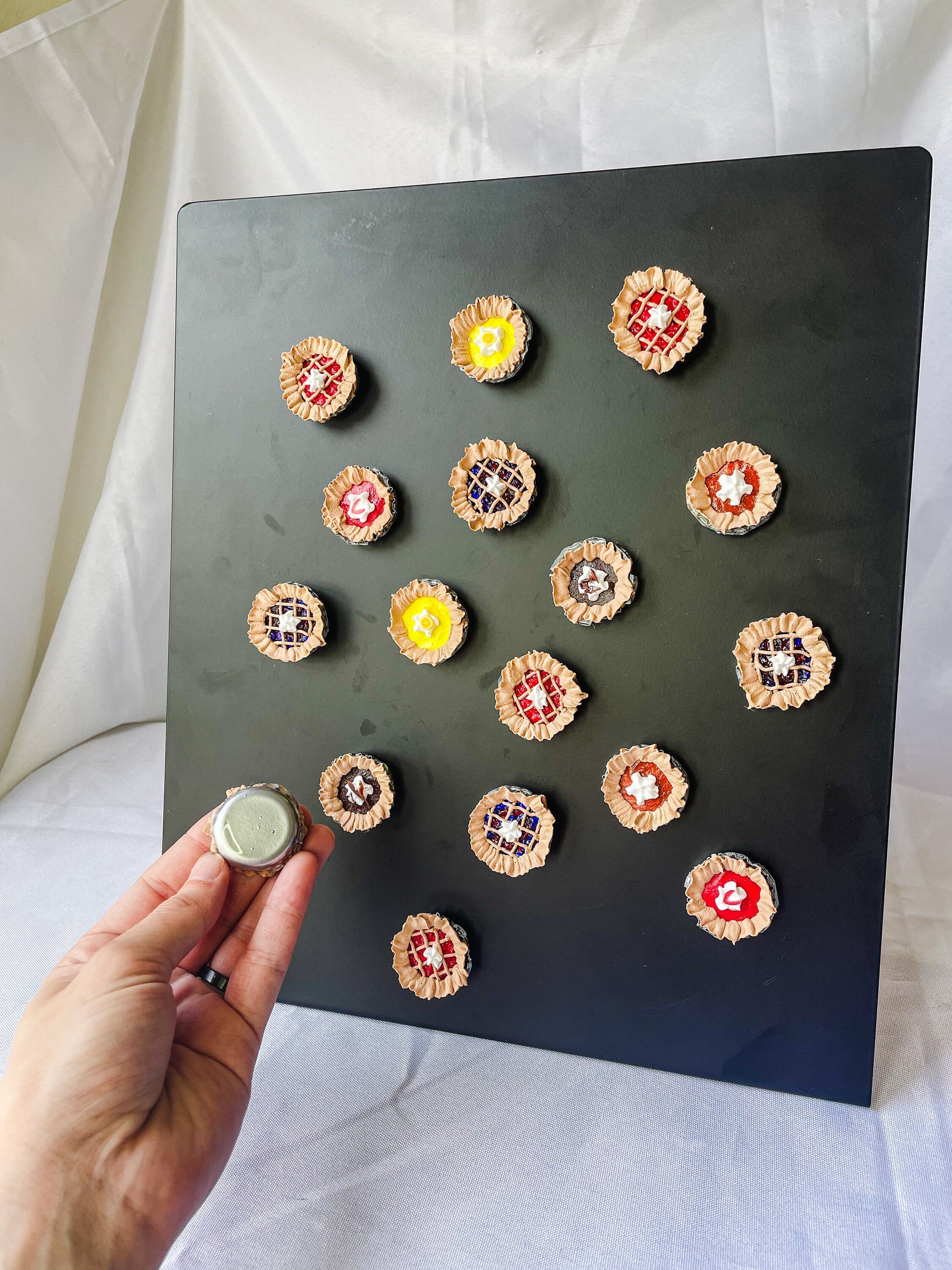 Upcycled Bottle Cap Pie Fridge Magnets