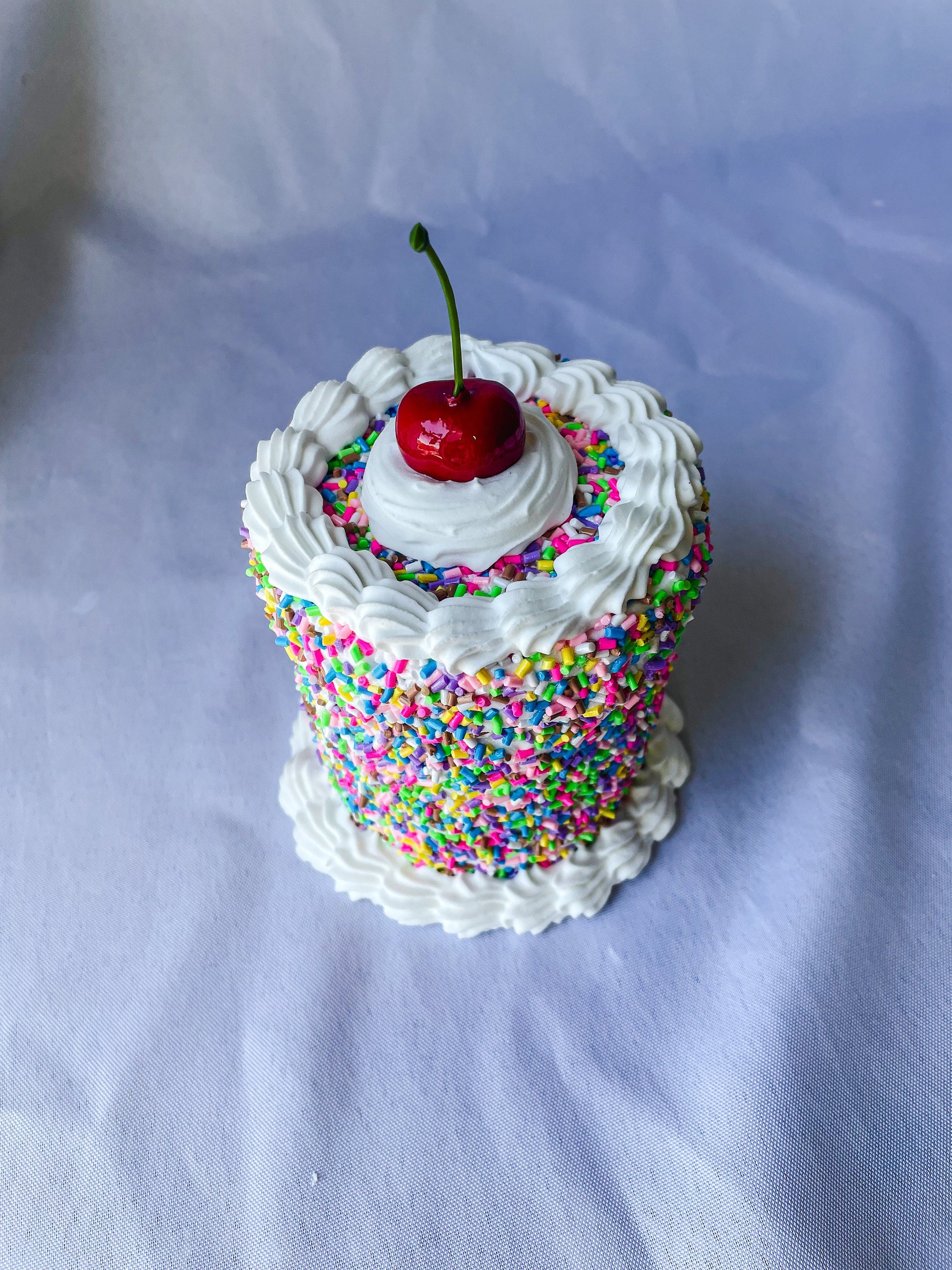 Rainbow Sprinkles with a Cherry on Top Fake Cake Box
