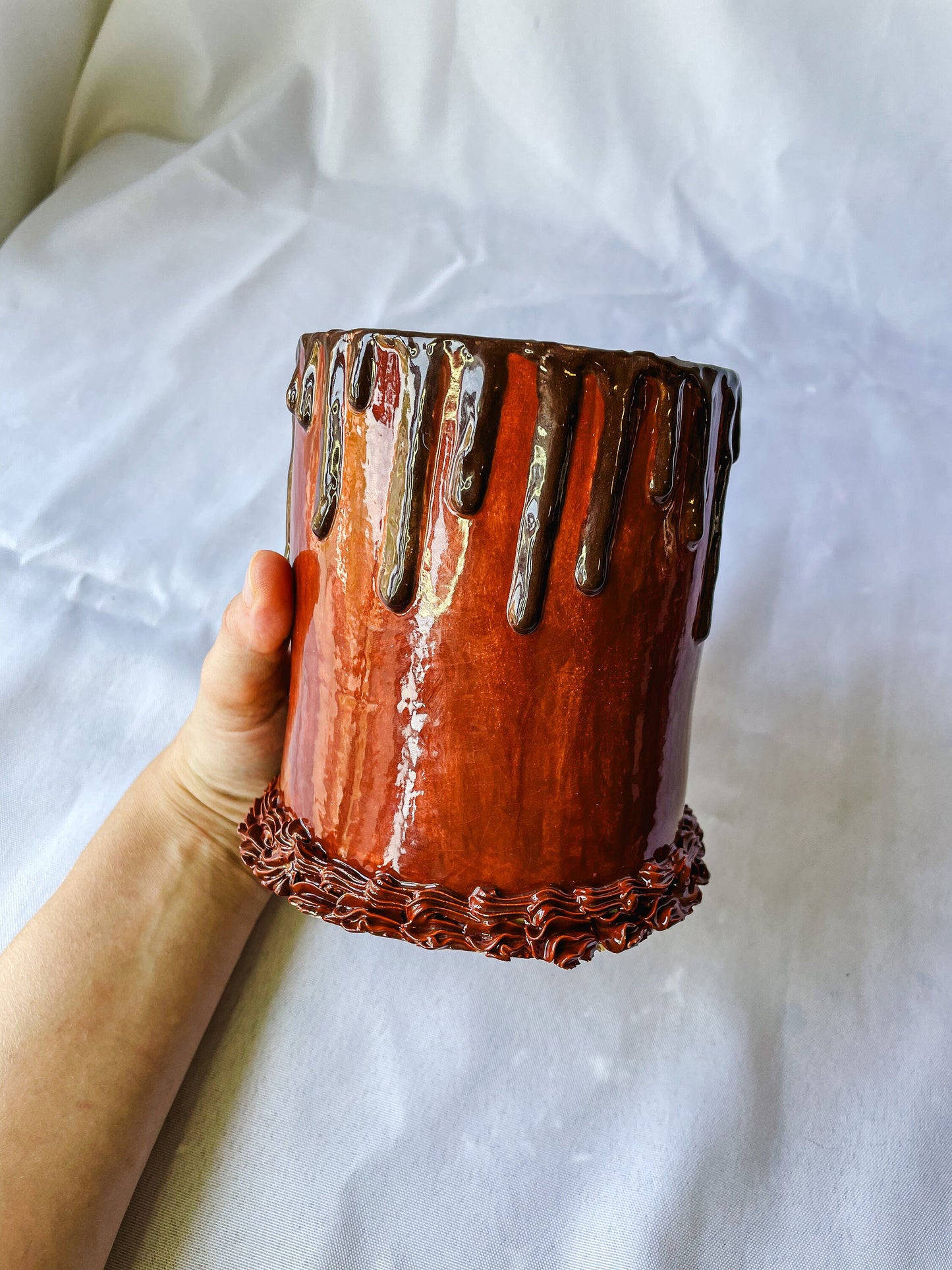 Chocolate Drip Ceramic Cake Vase