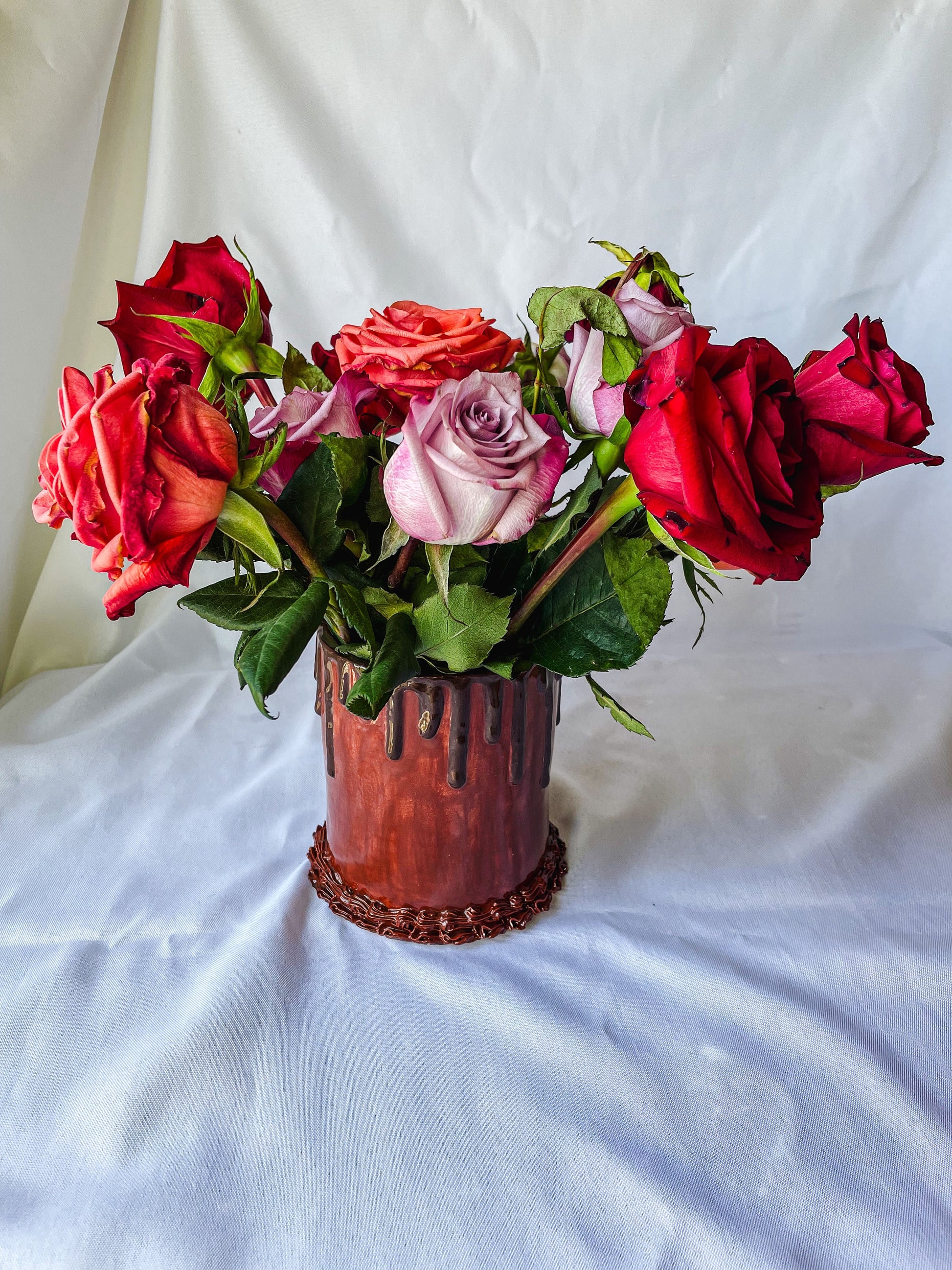 Chocolate Drip Ceramic Cake Vase