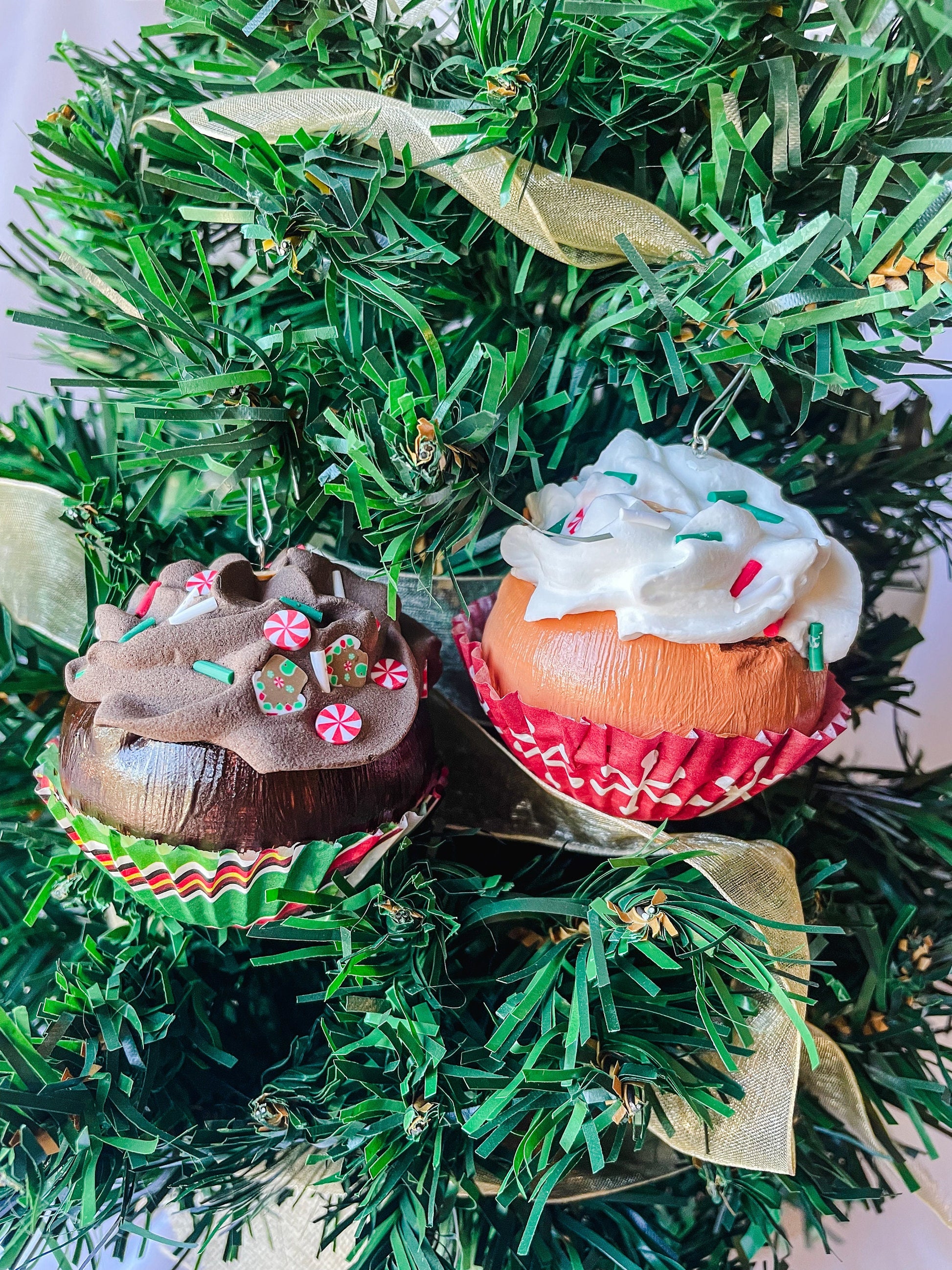 Mini Cupcake Christmas Ornaments - 2 pack