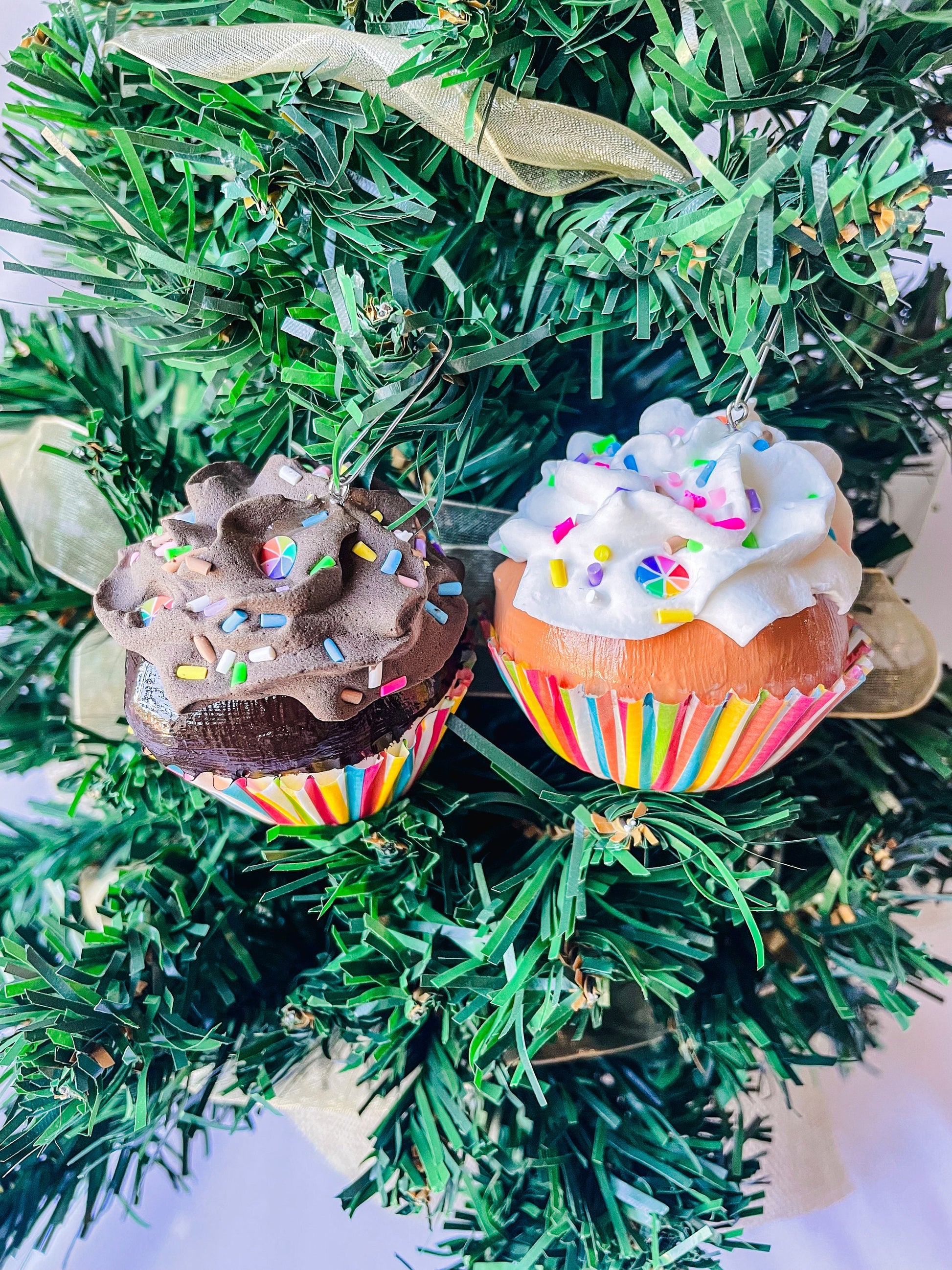 Mini Cupcake Christmas Ornaments - 2 pack