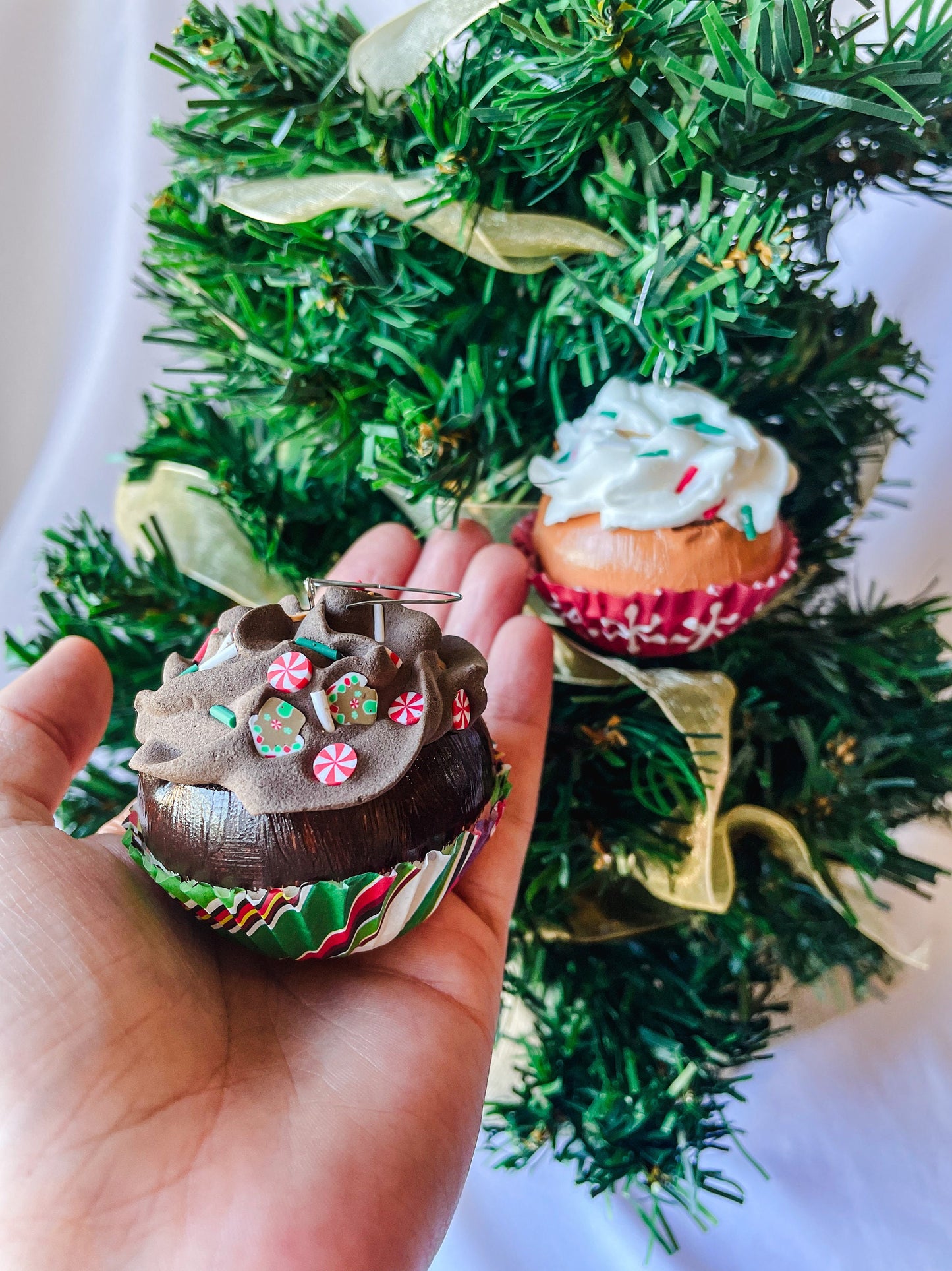 Mini Cupcake Christmas Ornaments - 2 pack