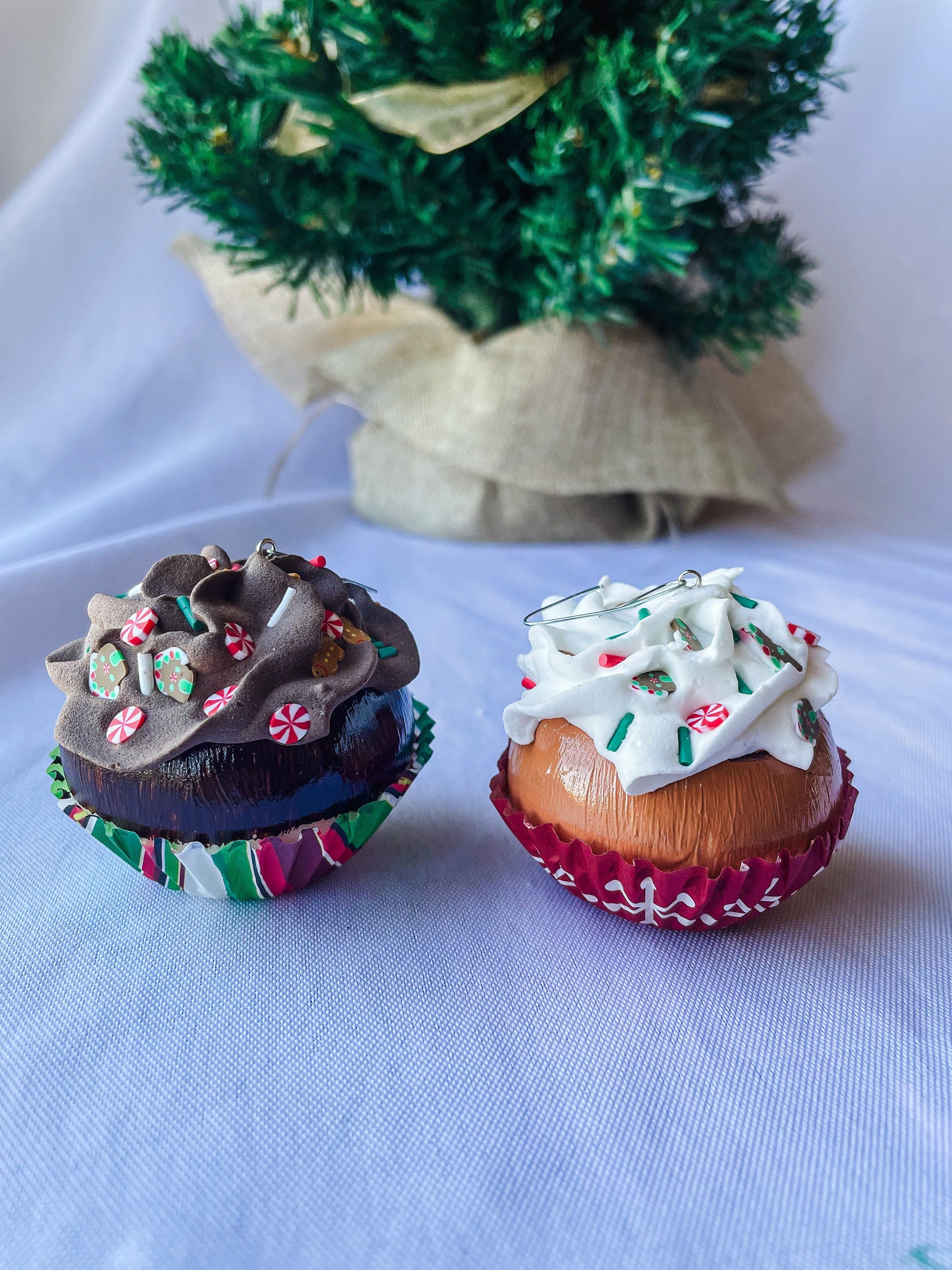 Mini Cupcake Christmas Ornaments - 2 pack