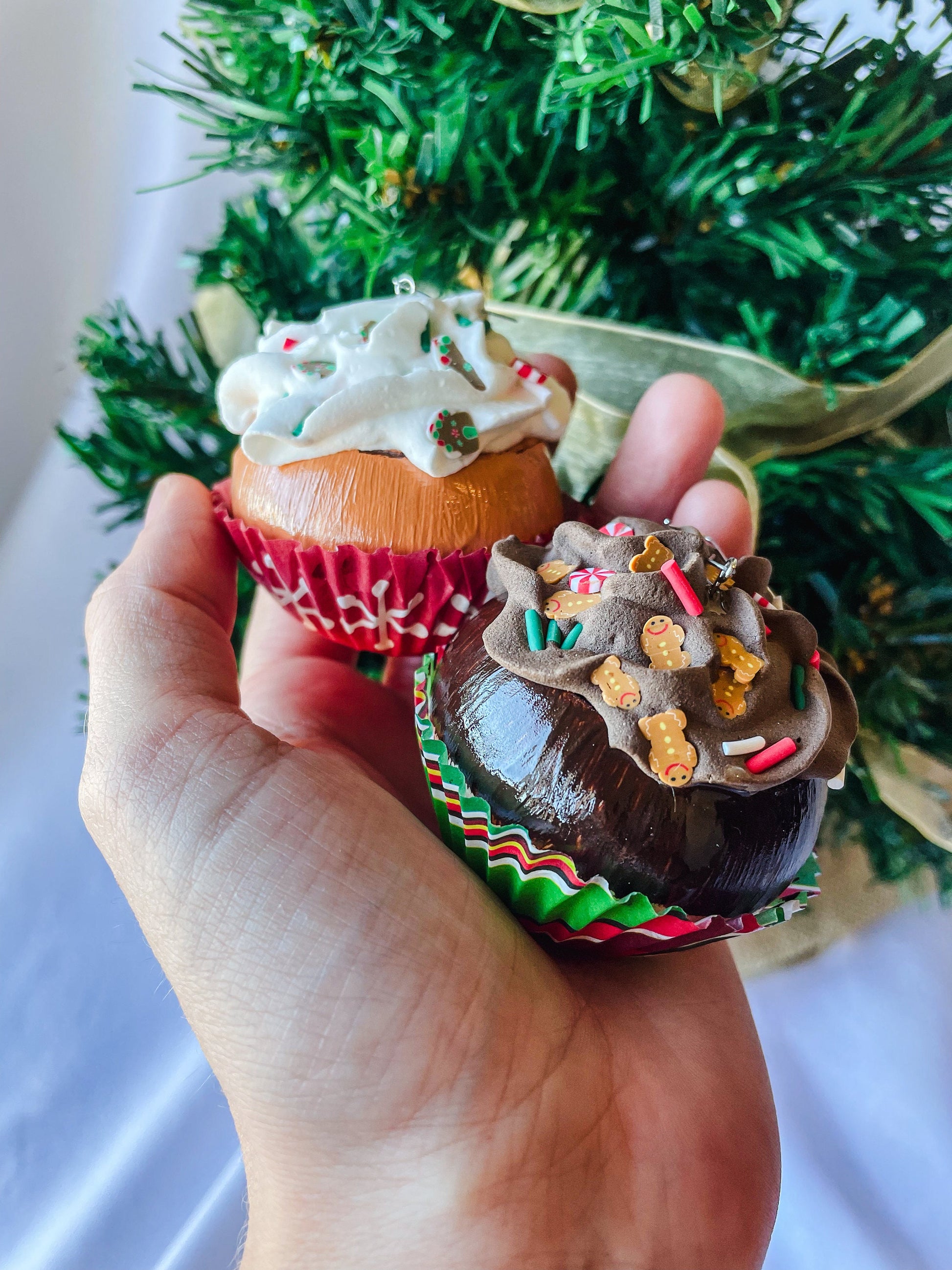 Mini Cupcake Christmas Ornaments - 2 pack