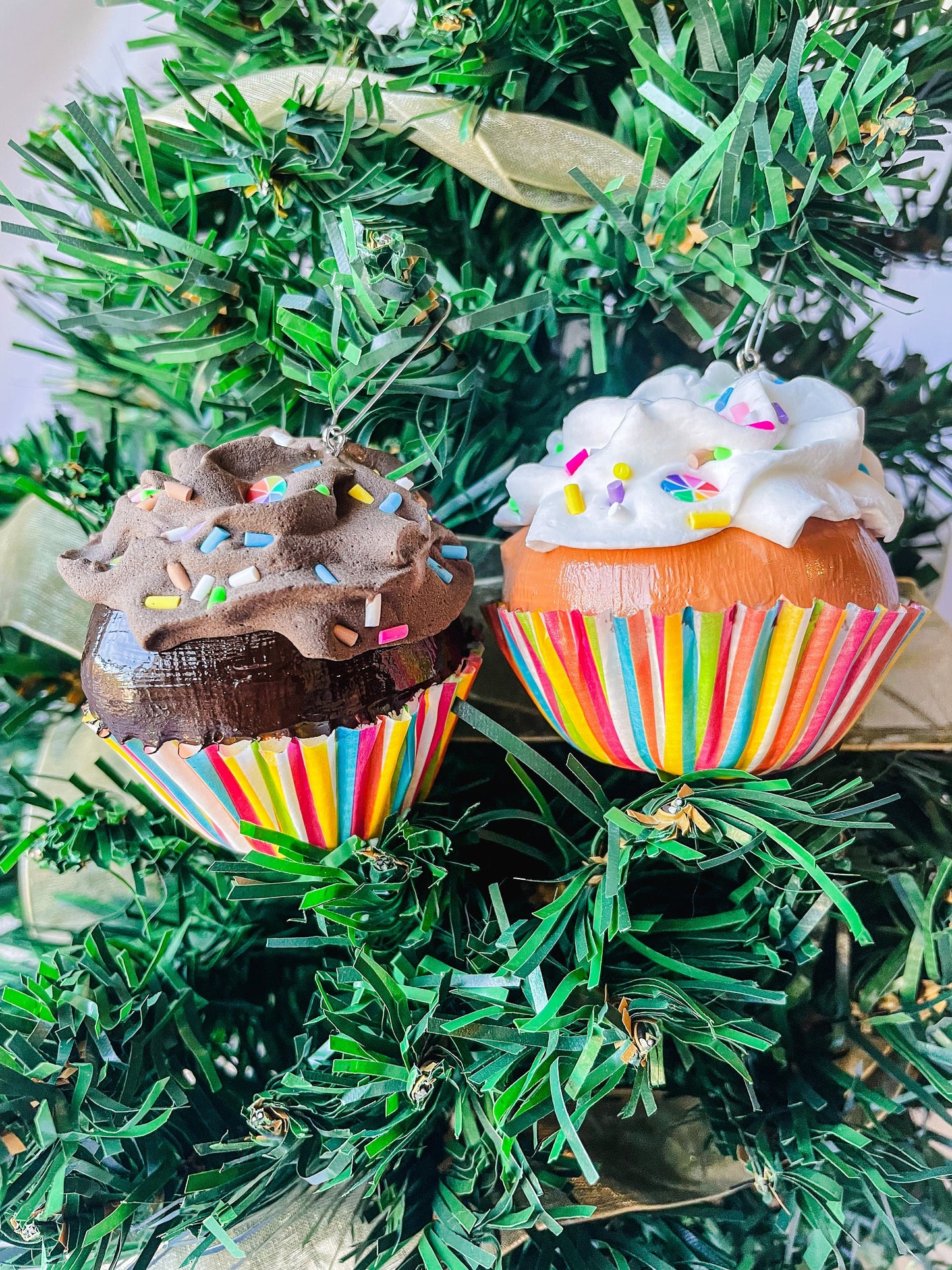 Mini Cupcake Christmas Ornaments - 2 pack