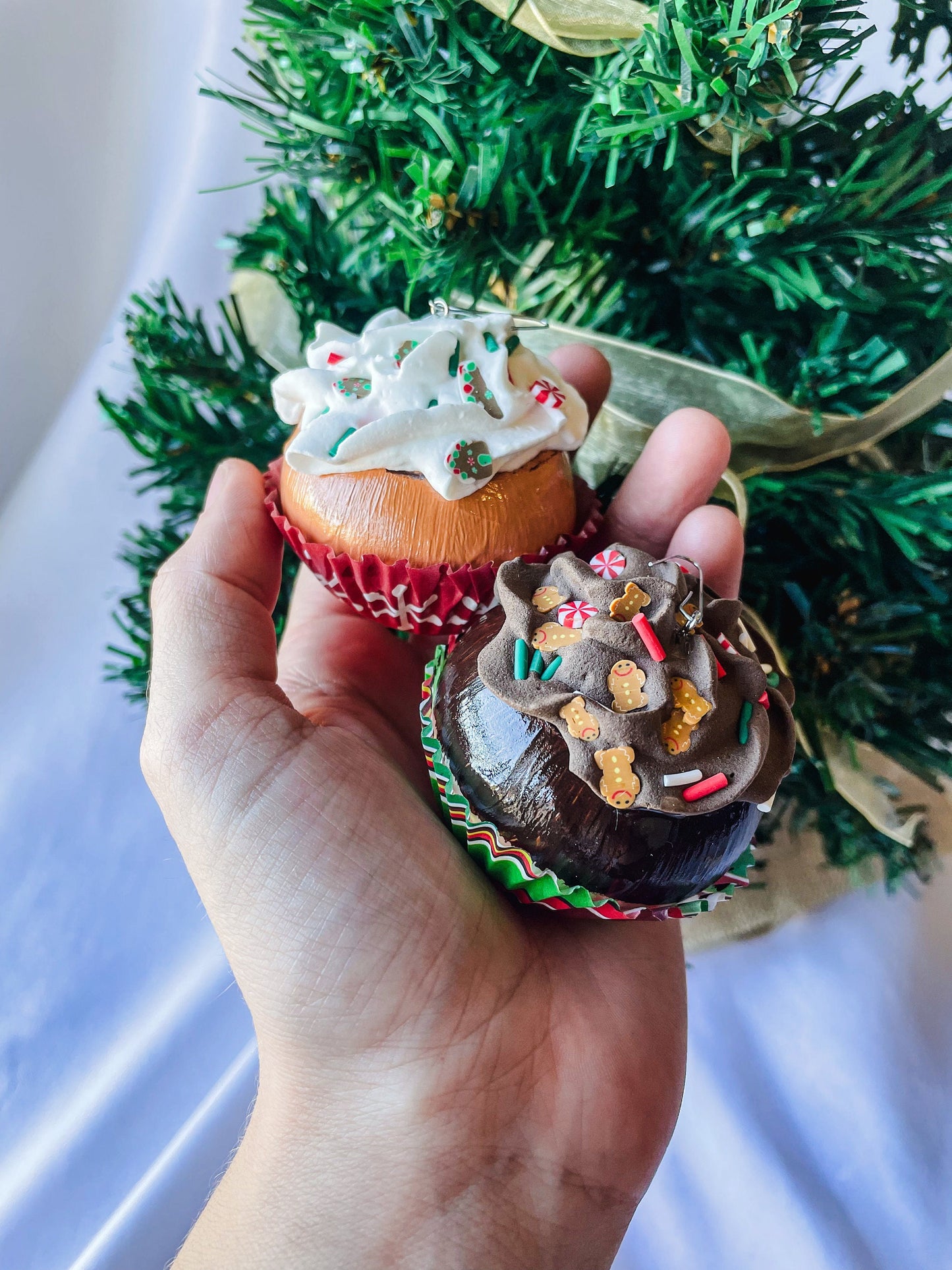 Mini Cupcake Christmas Ornaments - 2 pack