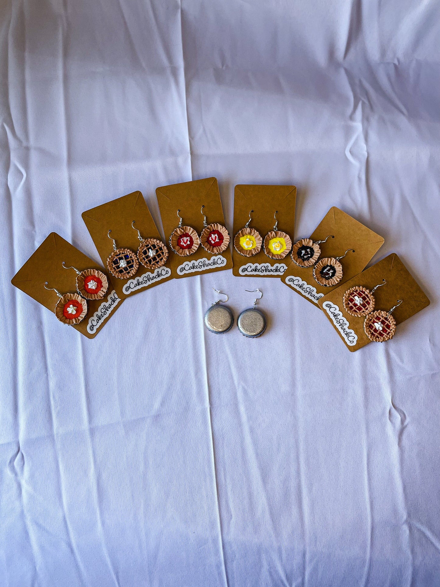 Bottle Cap Pie Earrings - Cherry, Blueberry, Pumpkin, Chocolate, Lemon, Stawberry HYPOALLERGENIC