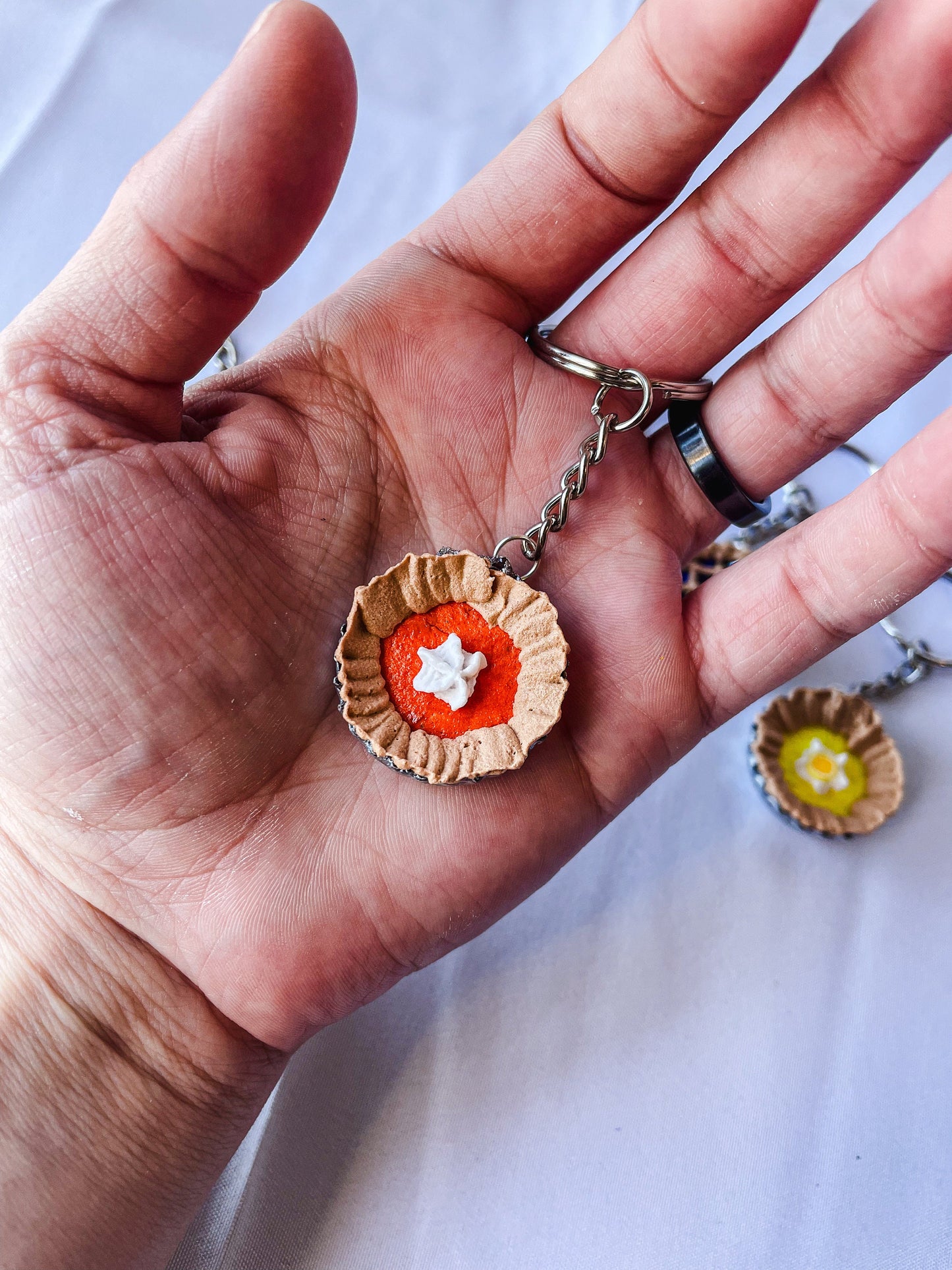 Bottle Cap Pie Keychains - Pumpkin, Cherry, Blueberry, Chocolate, Lemon, Strawberry