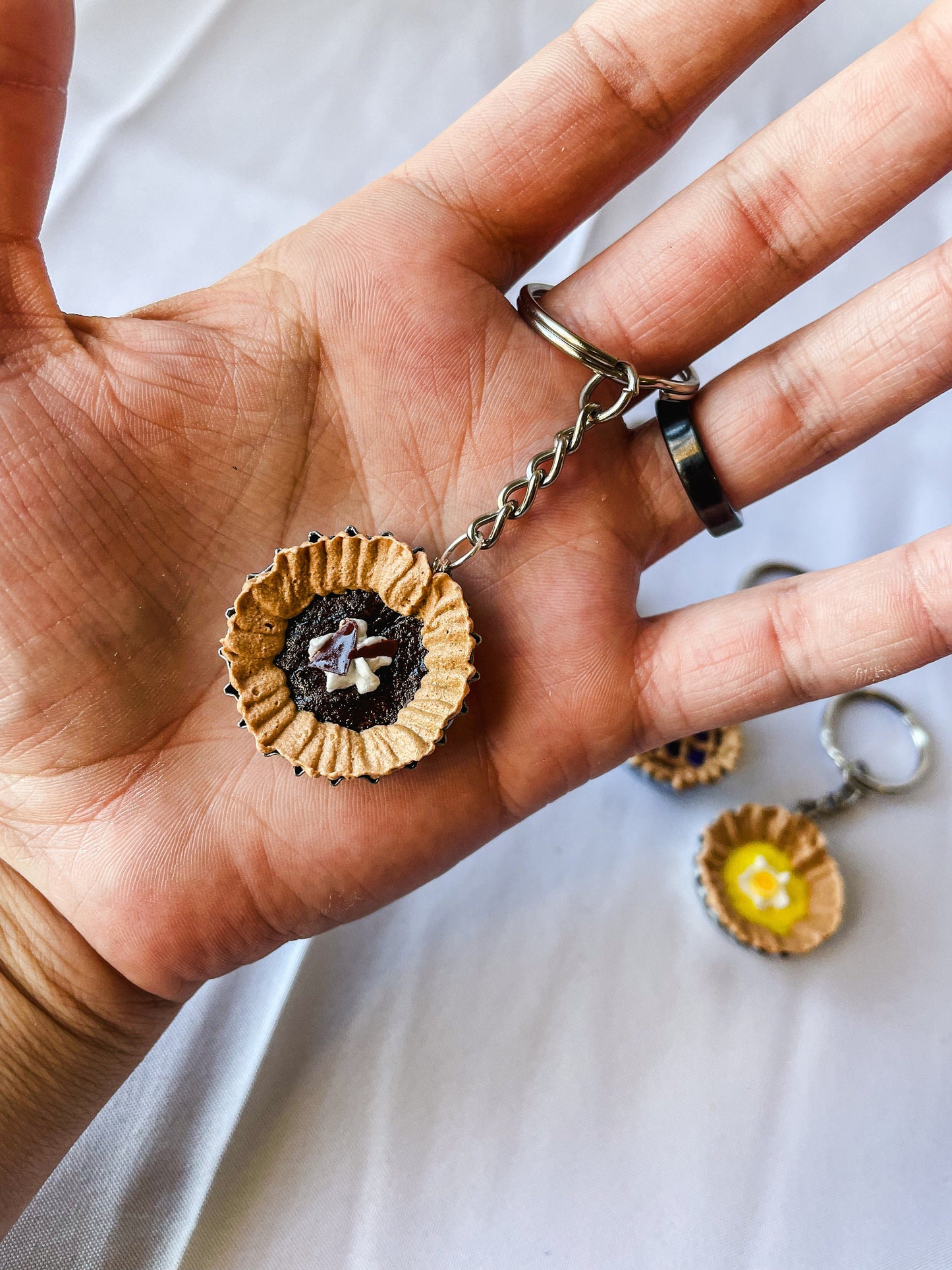 Bottle Cap Pie Keychains - Pumpkin, Cherry, Blueberry, Chocolate, Lemon, Strawberry