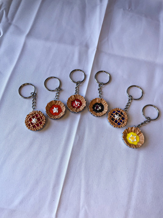 Bottle Cap Pie Keychains - Pumpkin, Cherry, Blueberry, Chocolate, Lemon, Strawberry