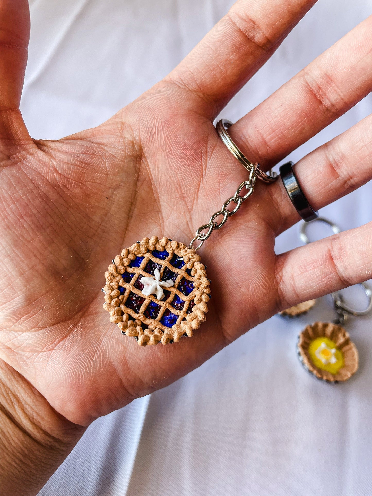 Bottle Cap Pie Keychains - Pumpkin, Cherry, Blueberry, Chocolate, Lemon, Strawberry