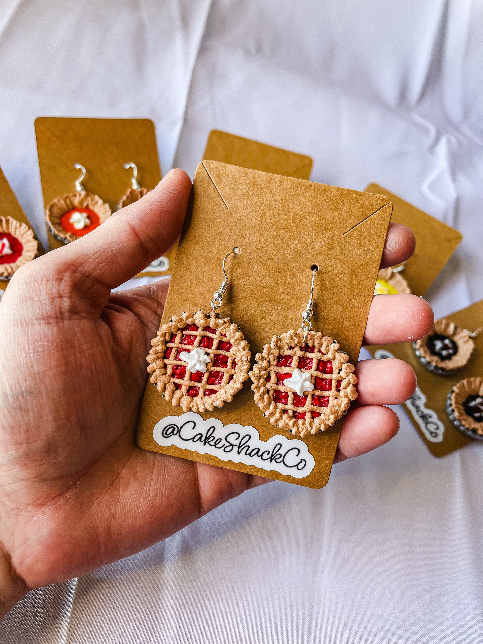 Bottle Cap Pie Earrings - Cherry, Blueberry, Pumpkin, Chocolate, Lemon, Stawberry HYPOALLERGENIC