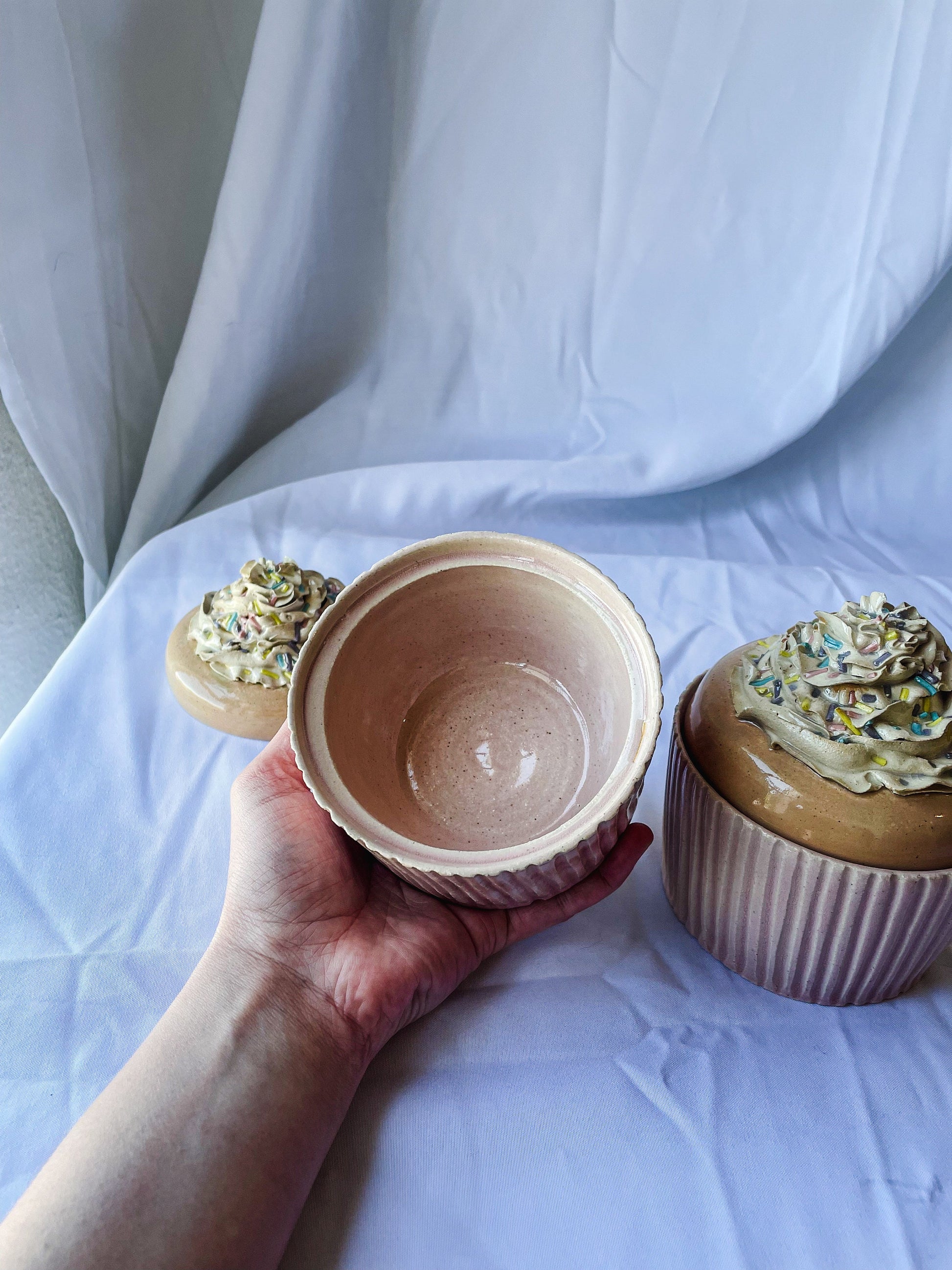 Ceramic Vanilla Cupcake Jars