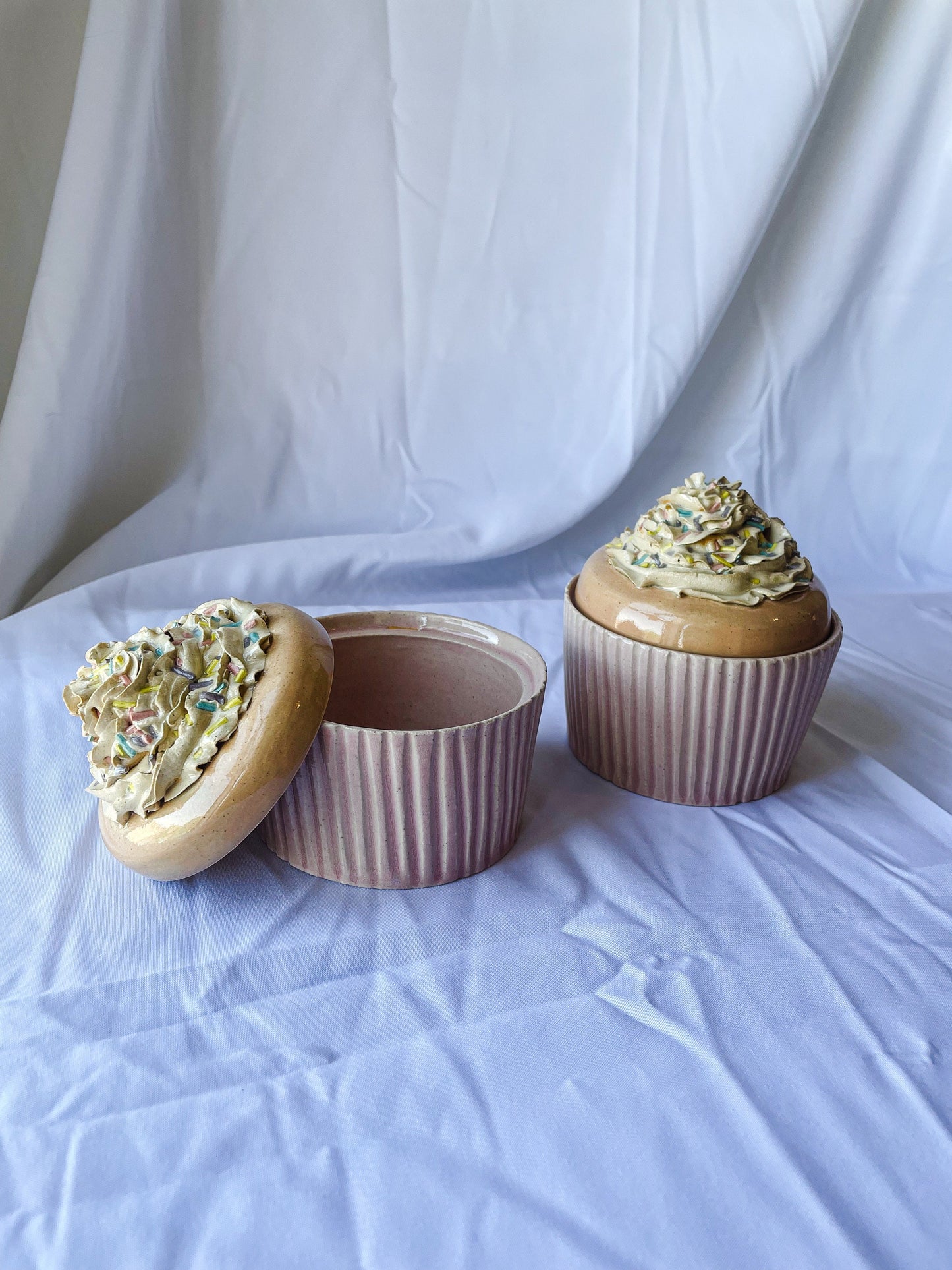 Ceramic Vanilla Cupcake Jars